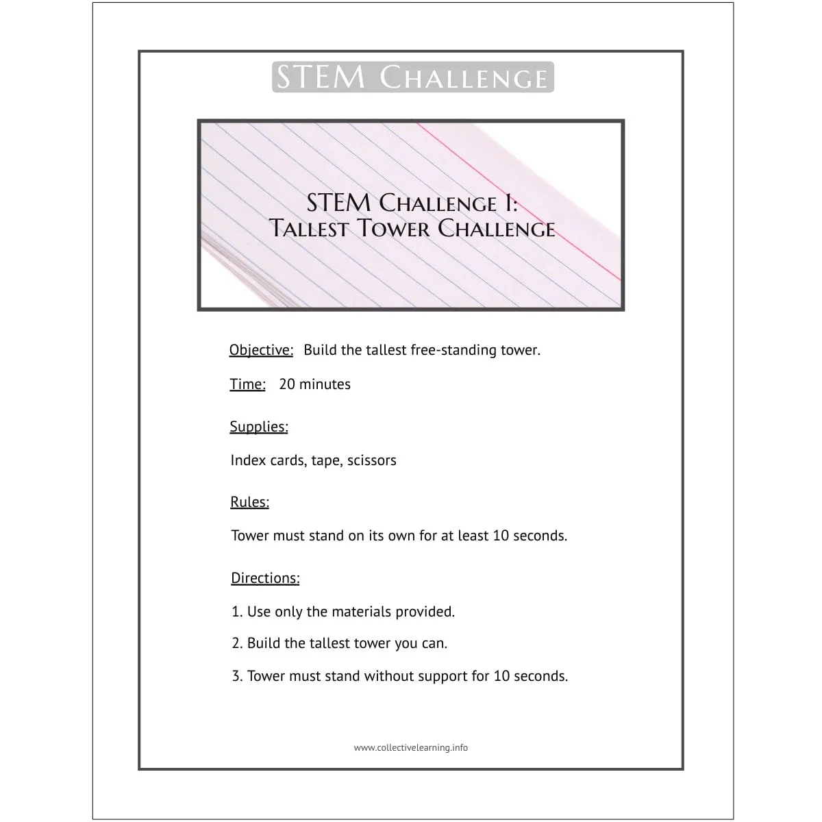 STEM Tower Challenge | Tallest Tower Engineering Activity