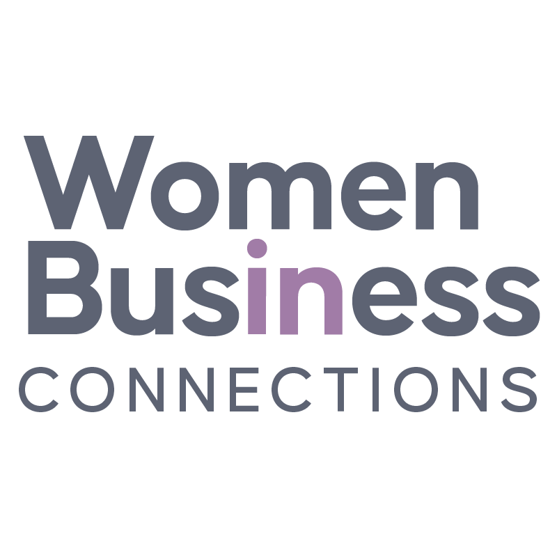 Logo for Women Business Connections with the words 'Women Business Connections' in bold text, with the word 'in' highlighted in purple.