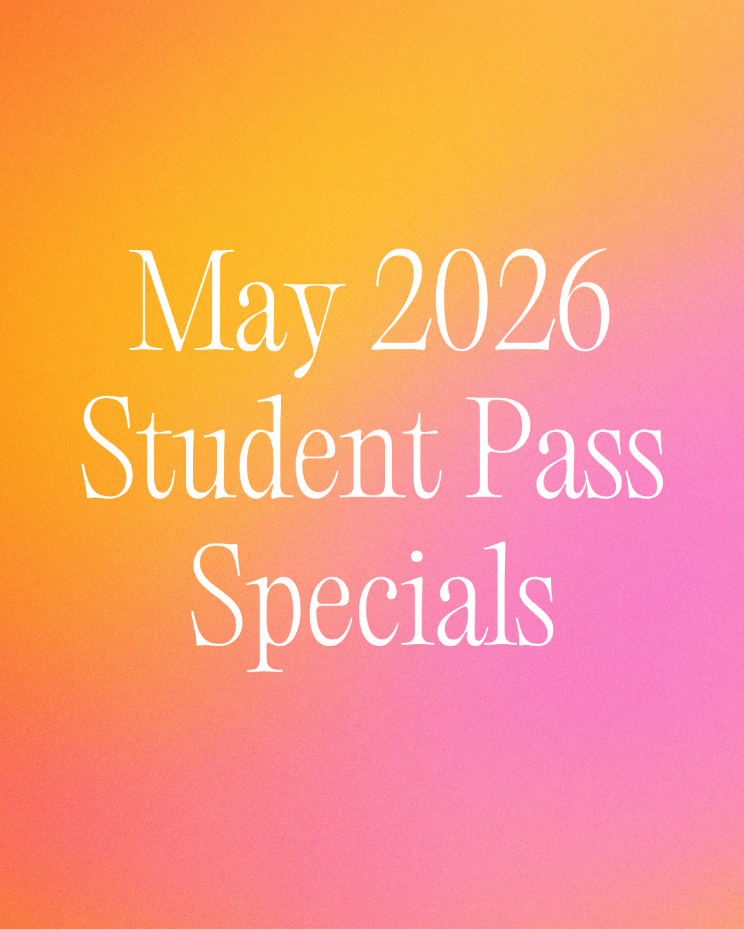 May 2026 Class Card &amp; Pass Specials