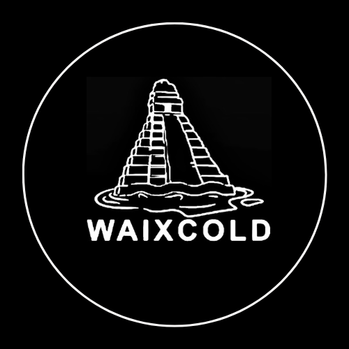 A black circular logo with a white outline of a Mayan pyramid built on water. The word 'WAIXCOLD' is written below the pyramid.