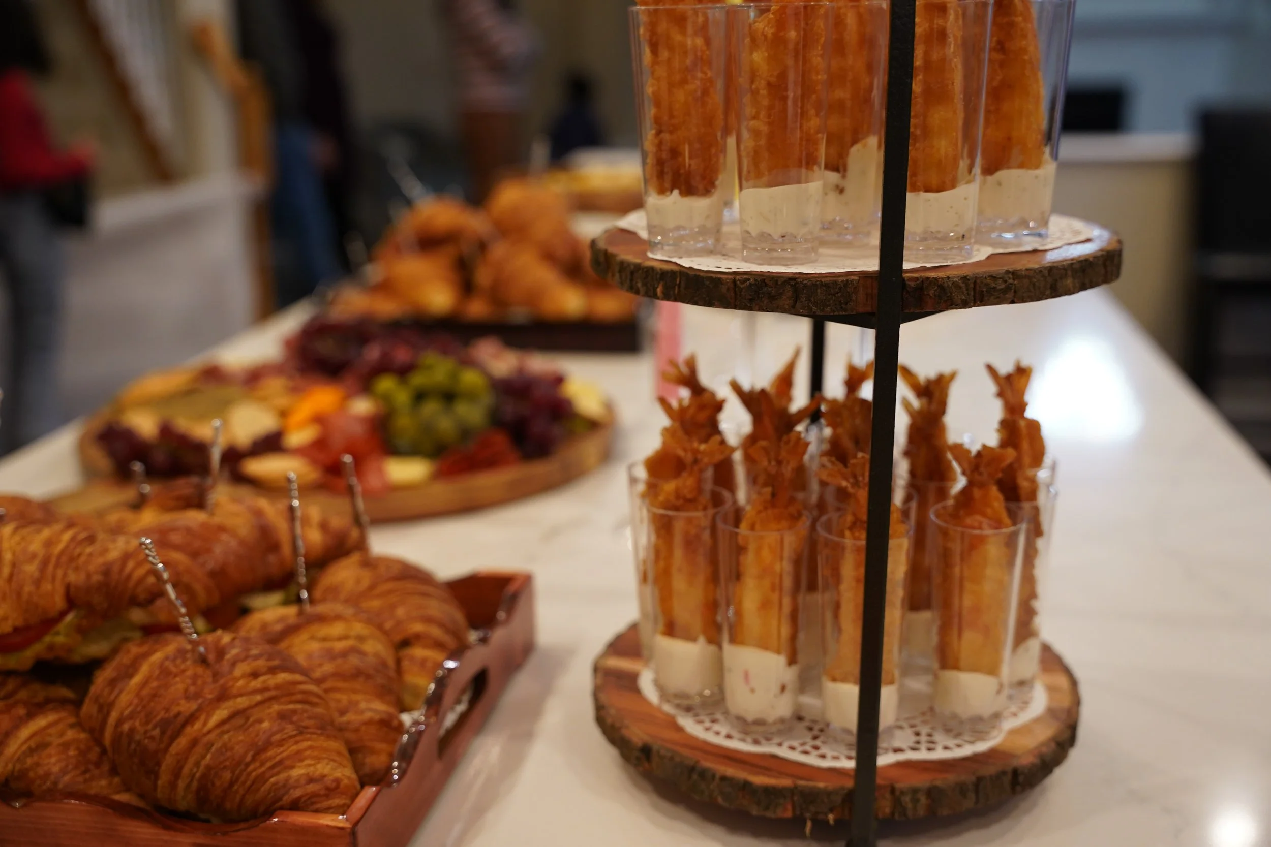 kids-birthday-owl-rainbow-theme-pastel balloons-kids-activity-personalized celebrations-design-rainbow -theme-appetizer table design-rainbow -theme-shrimp tower 