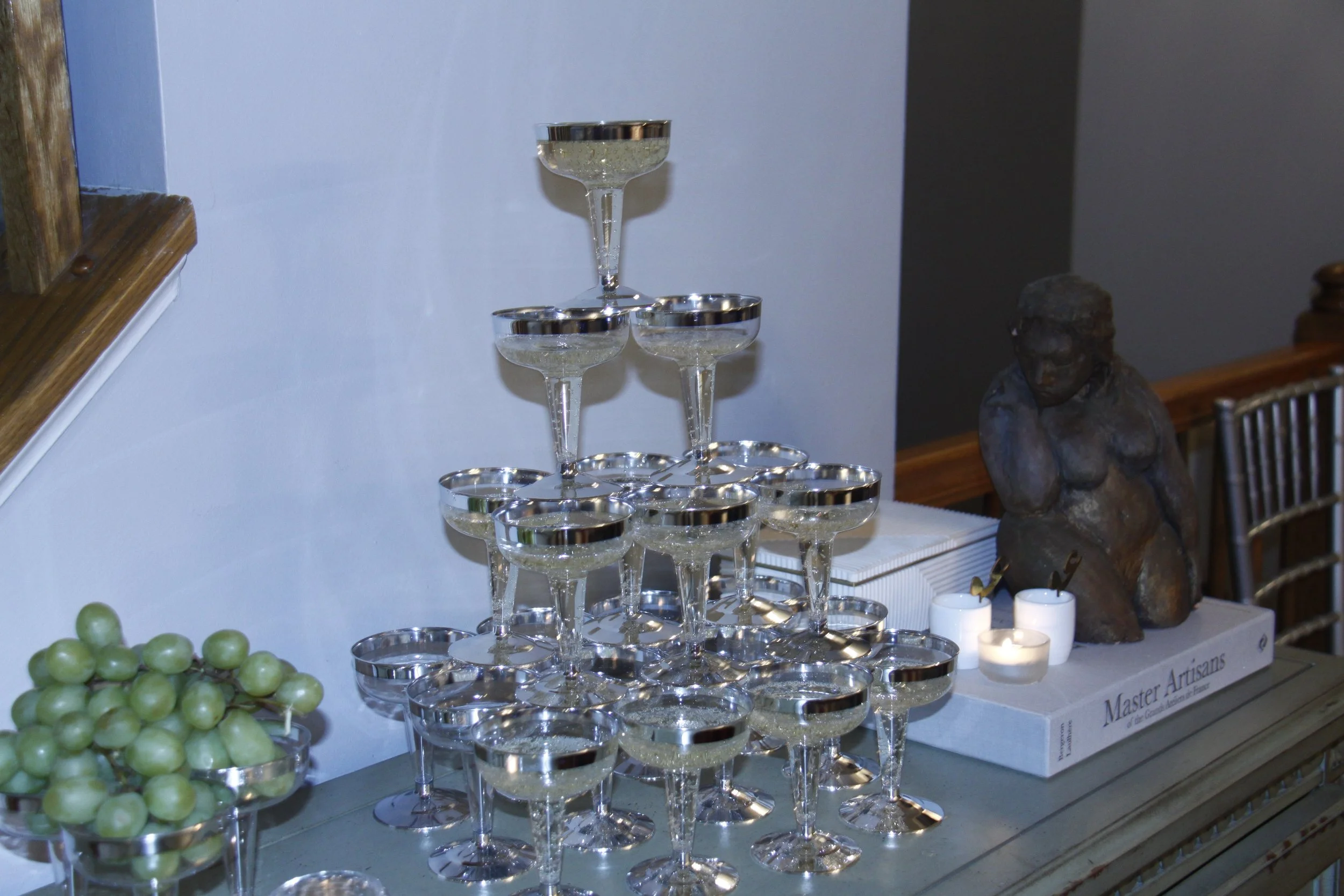 navy blue-gold-theme-birthday-party-birthday cake-guitar-classic-timeless-backdrop-balloons decoration-event-event planner-bar menu design-champagne tower 