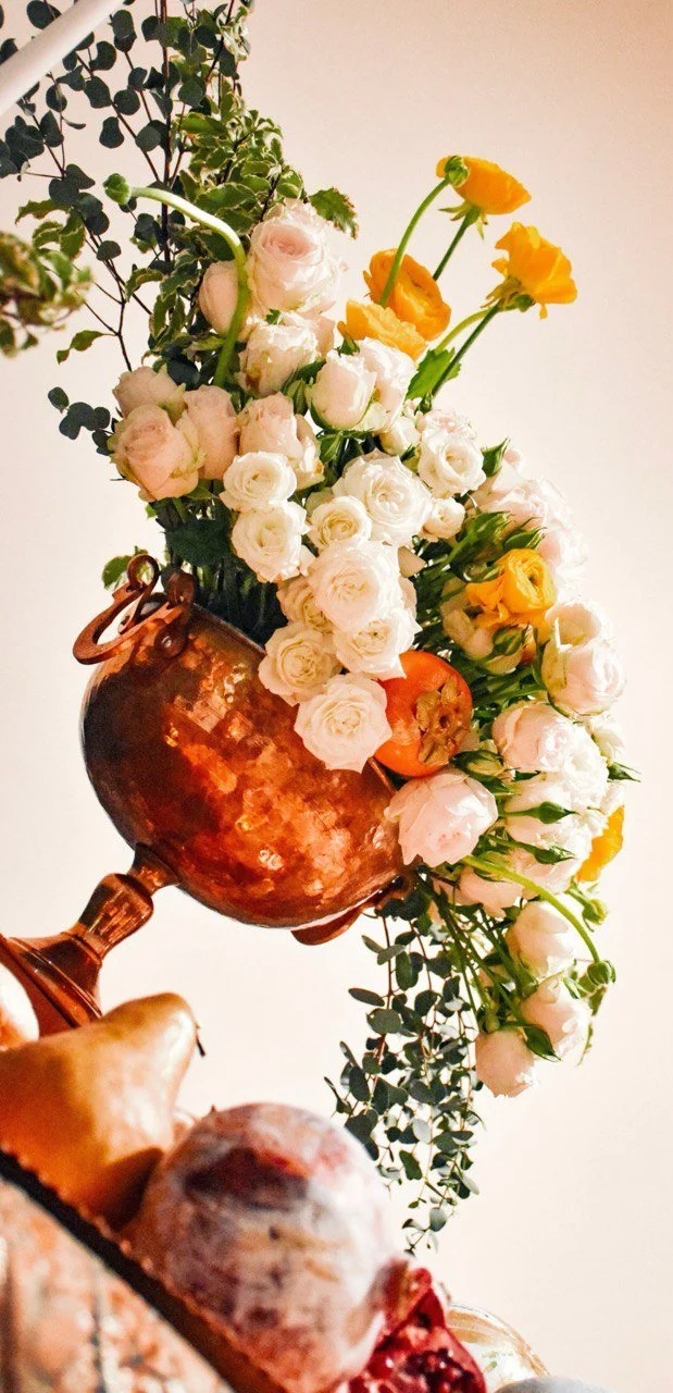 flower design-Yalda Table design-timeless design- personalized design- burgundy and purple flower-seasonal decoration
