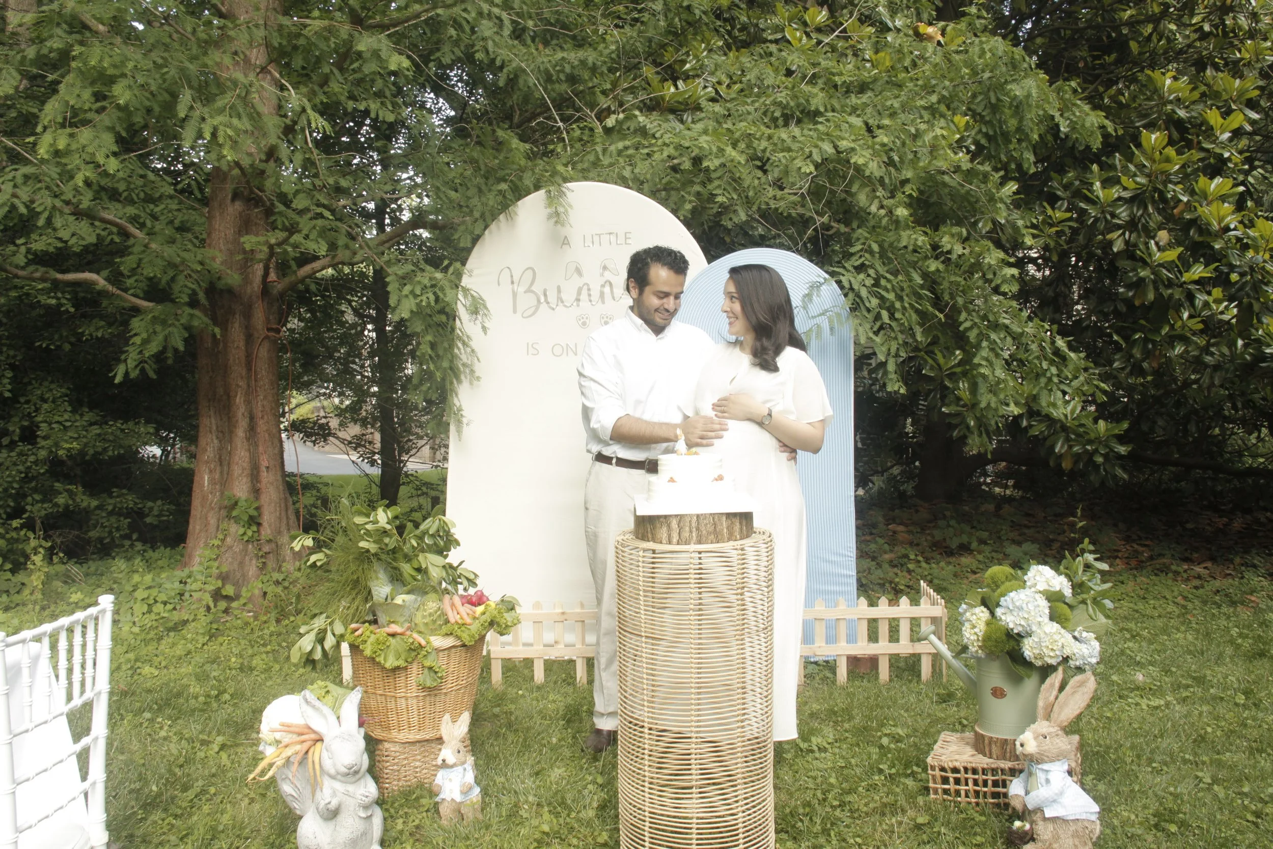 Celebrate life’s sweetest moments with our Peter Rabbit-inspired baby shower design. Set in a lush garden, this charming setup features whimsical bunny décor, fresh seasonal blooms, and rustic wicker accents. Perfect for creating a warm, storybook at