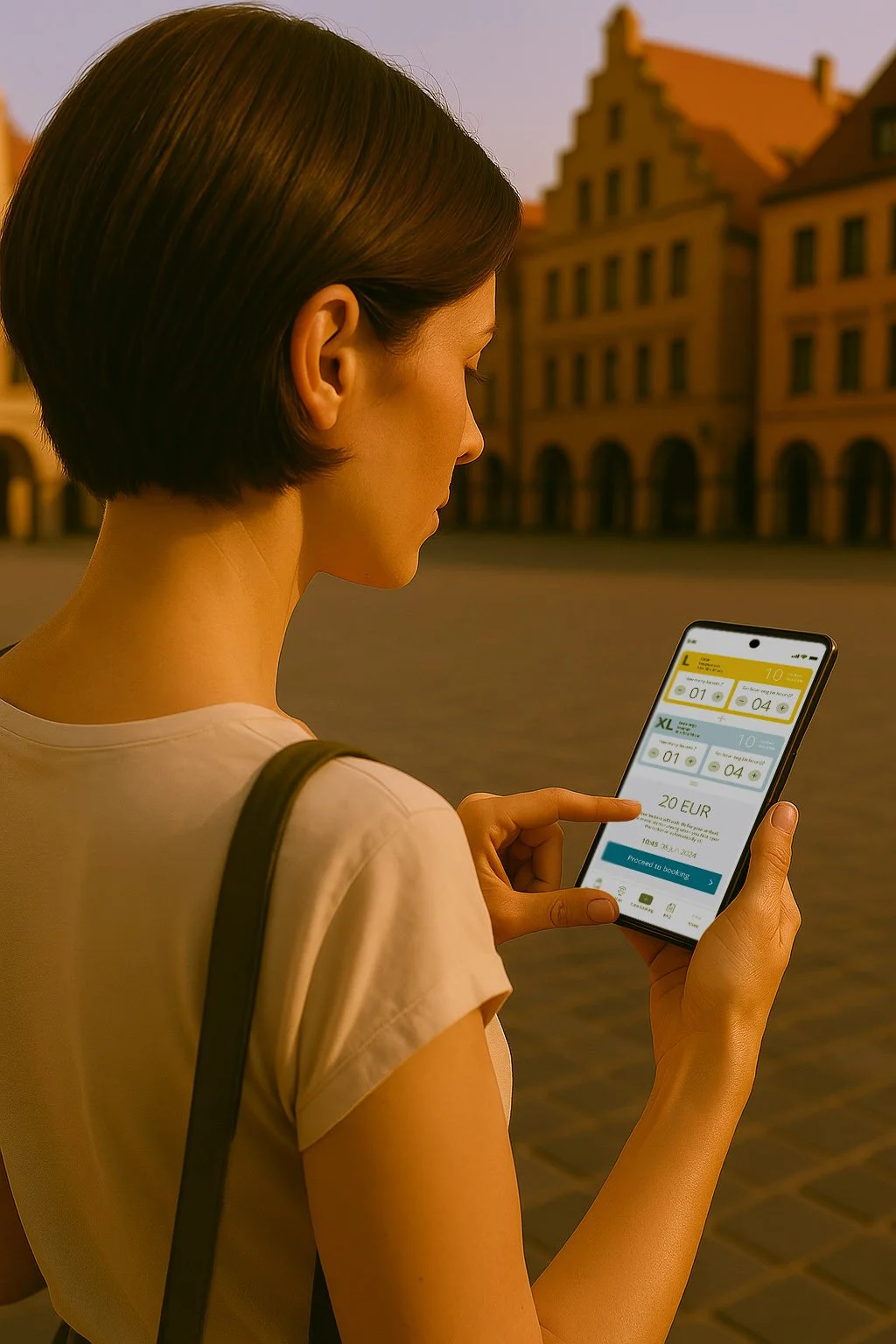 A tourist using Keep My Bag iOS app to book a luggage locker