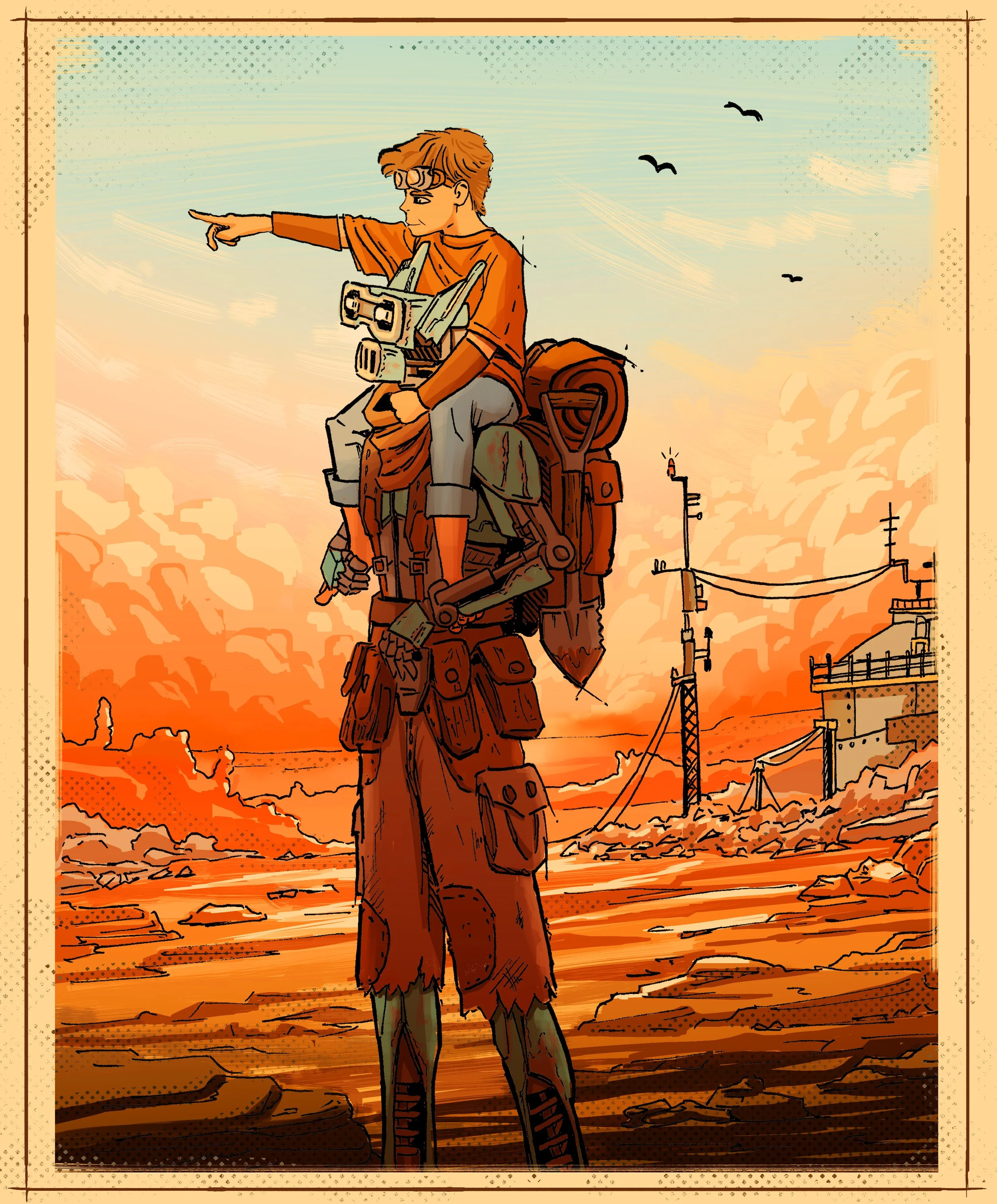 The Boy and The Robot. (Original Illustration).