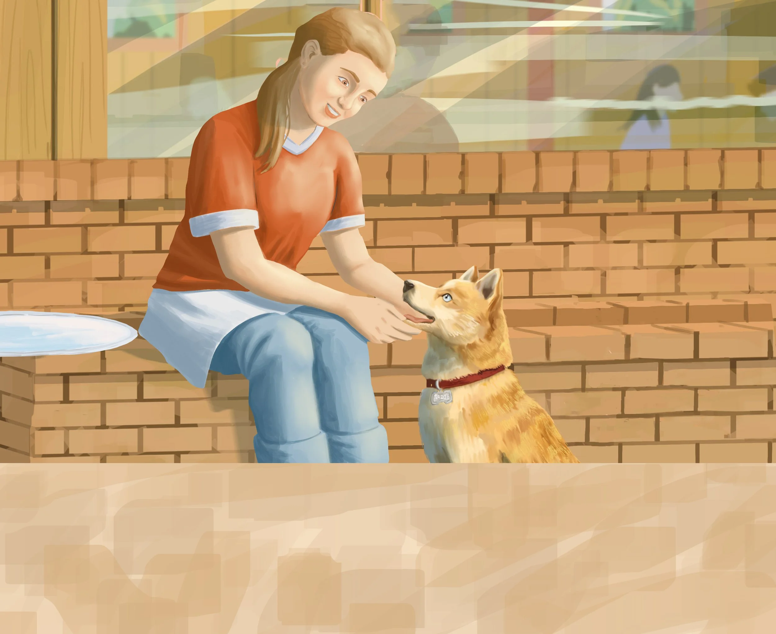 Sadie Meets A Friend. (Original Book Illustration).
