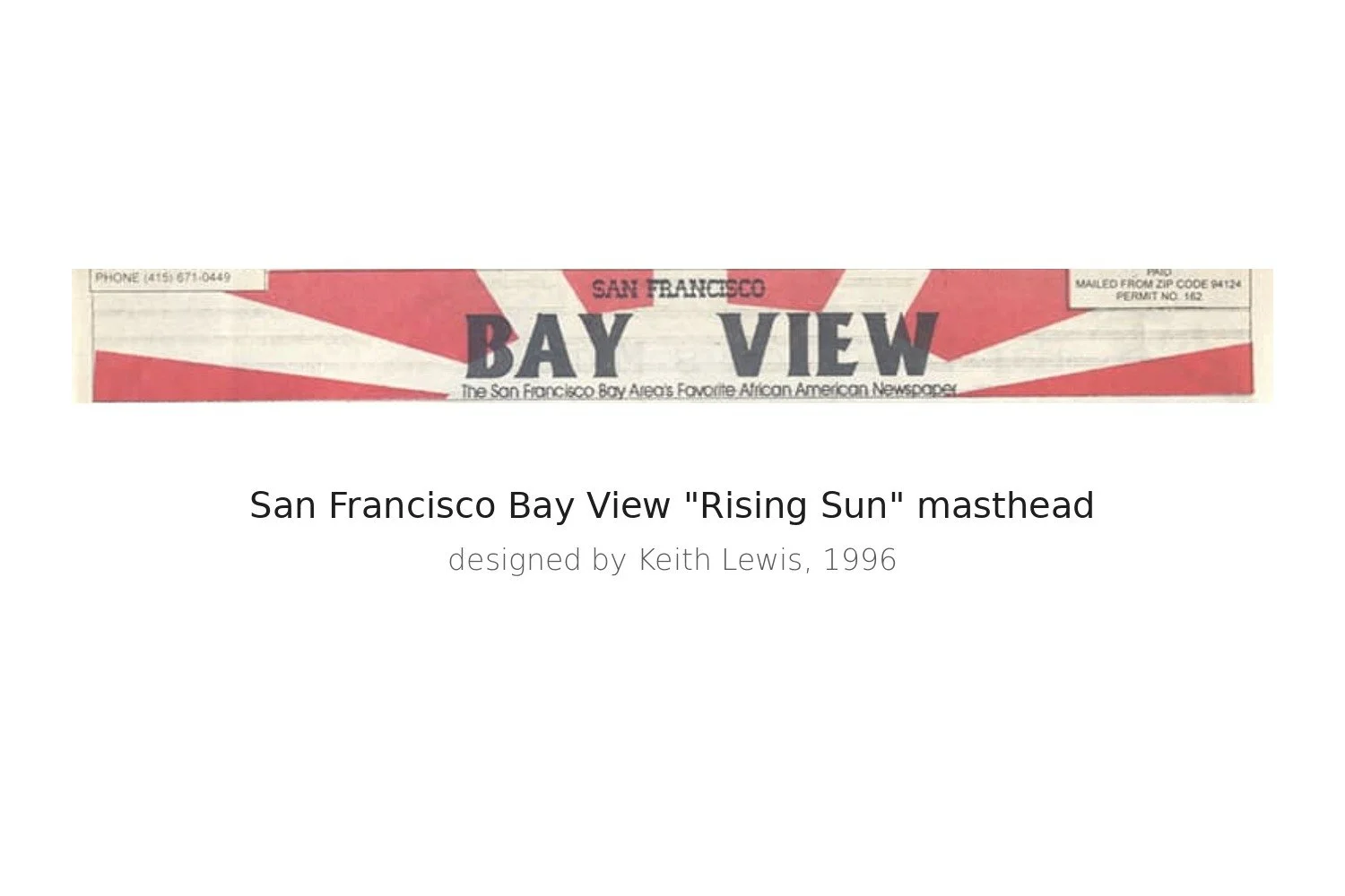San Francisco Bay View rising sun masthead designed by Keith Lewis, 1996