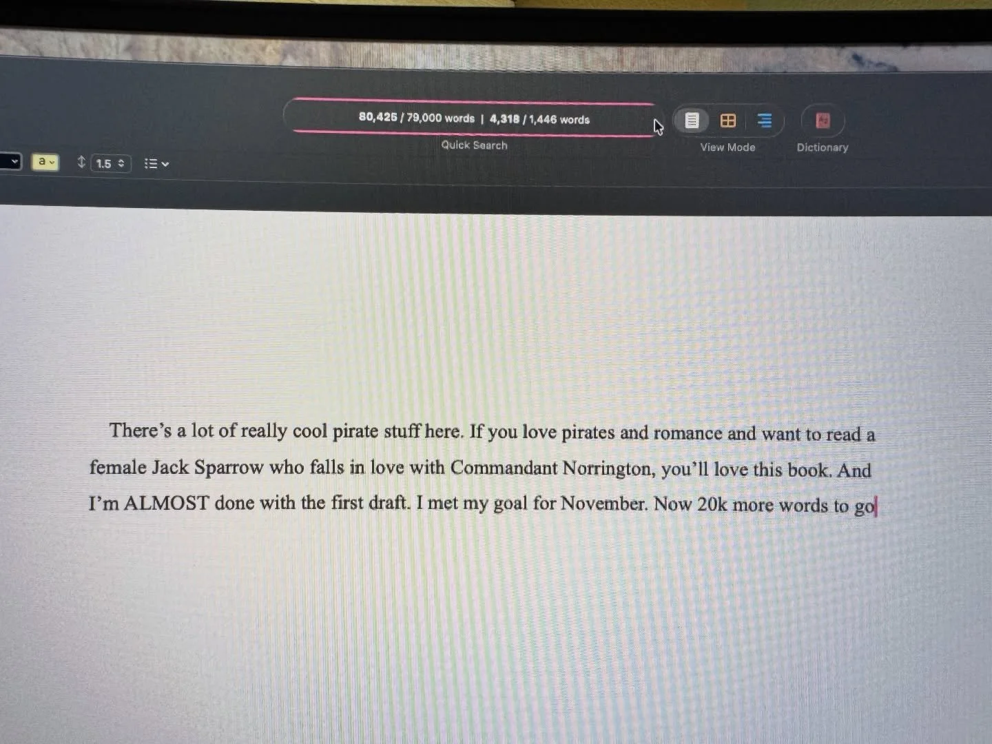 I had BIG writing goals for the month of November, and I crushed them all, while also passing the 80k mark of my manuscript! Thanks @barn_writers for the challenge and motivation this month! That means draft one is on track to be DONE before the end 