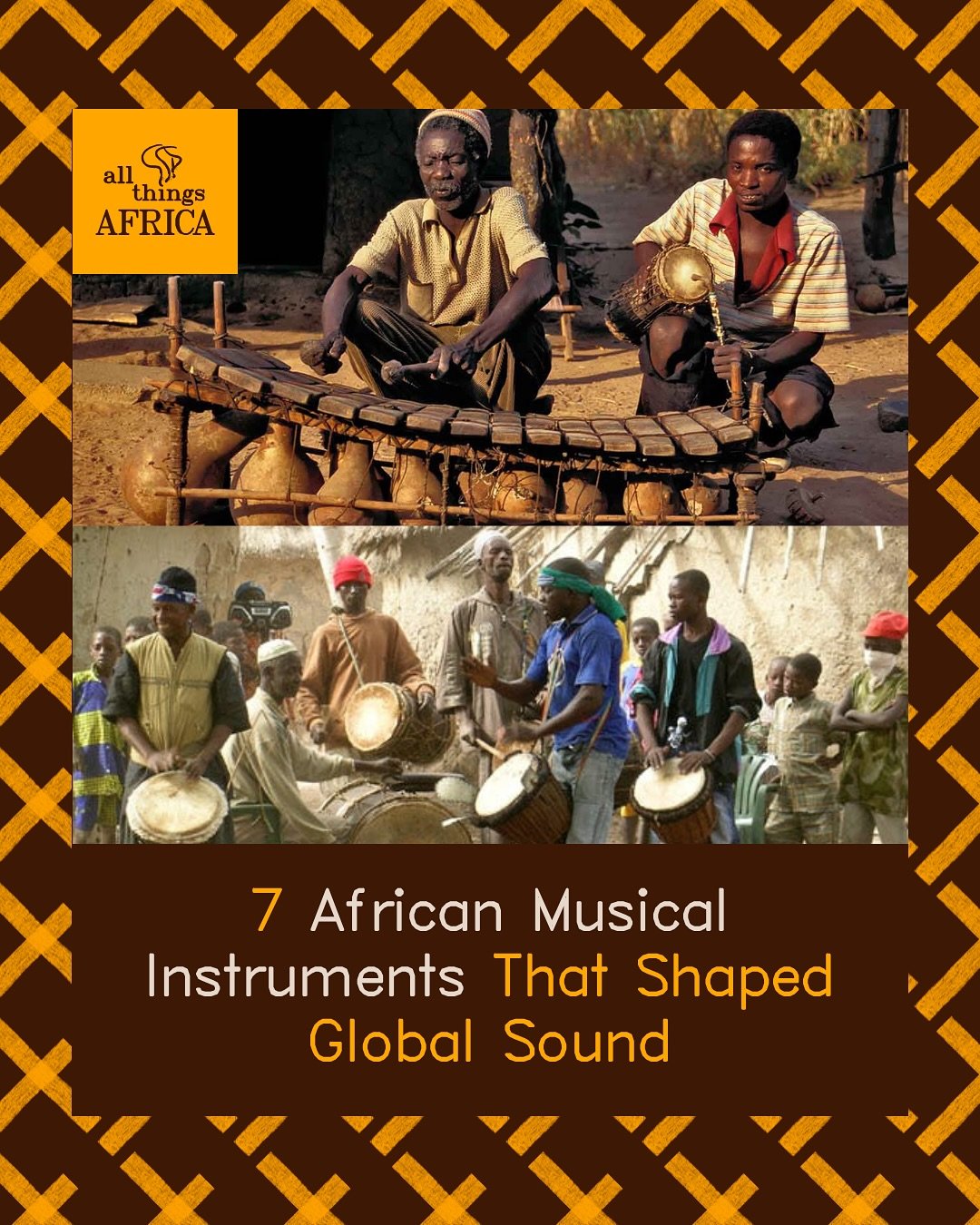 7 African Instruments That Shaped Global Sound 🪘🪕

African music is more than entertainment. It is communication, spirituality, memory, and identity. Instruments from the continent became the backbone of global genres like blues, jazz, salsa, gospe
