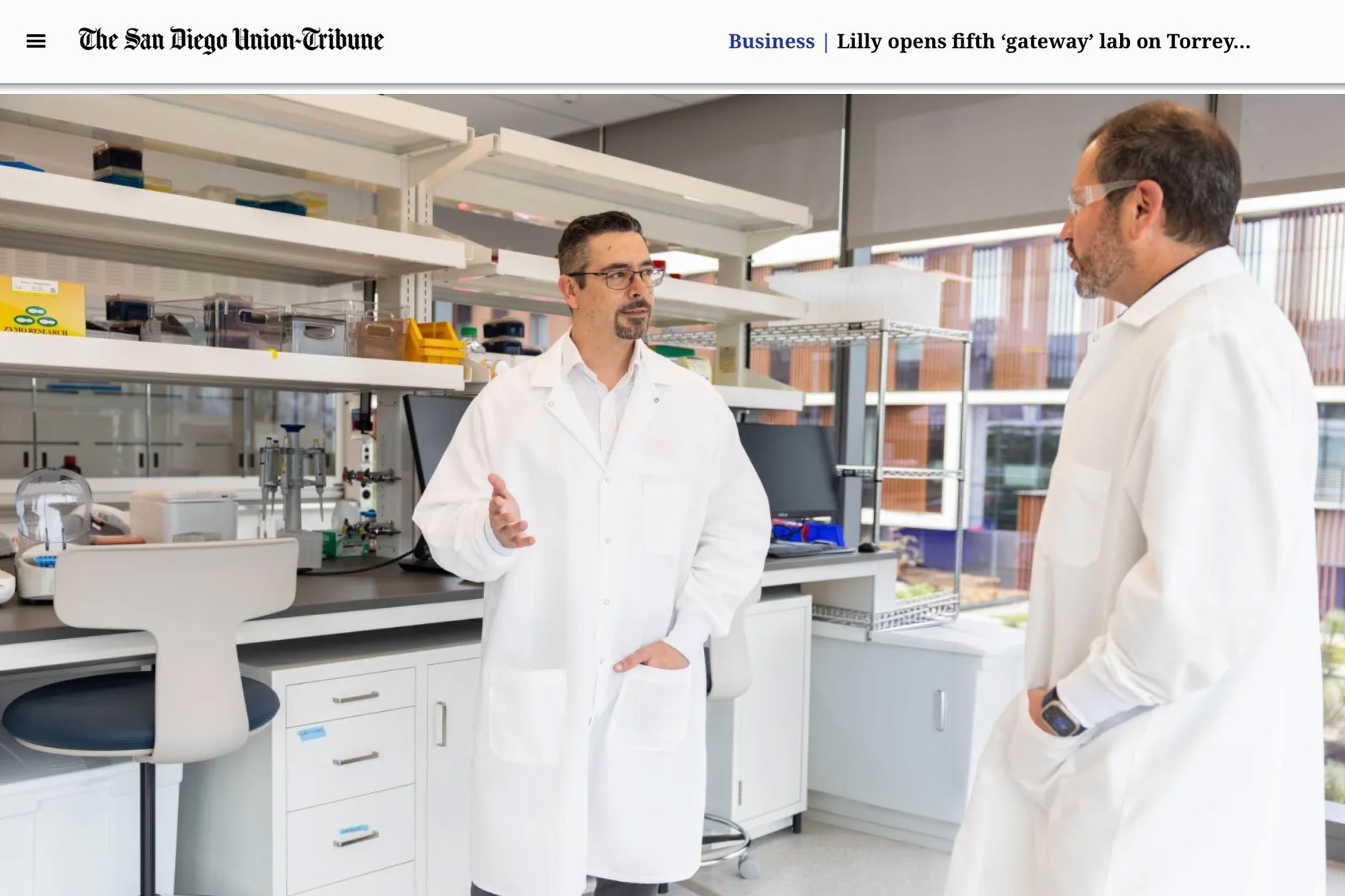 RYBODYN FEATURED IN UNION-TRIBUNE AS LILLY GATEWAY LABS OPENS IN SAN DIEGO