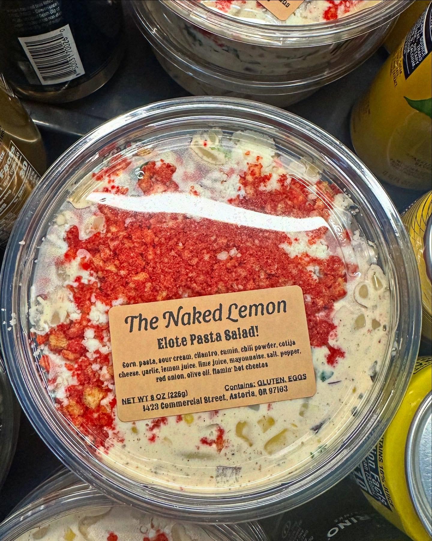 The next salad added to our roster is&hellip;🌽

Elote Pasta Salad &mdash; Corn, pasta, red onion, cilantro, and cotija cheese in a chili lime dressing topped with Flamin&rsquo; Hot Cheetos.💥

Bright, flavorful, and available in our grab and go! 🍋