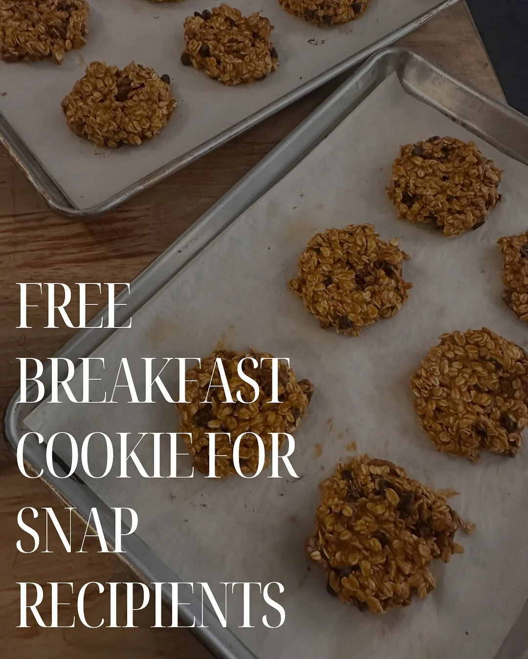Beginning today, everyday we are open, until SNAP benefits are restored, we will be offering a nutritious breakfast cookie FREE to SNAP recipients &mdash;OR&mdash; $4 a cookie with 100% of the proceeds going towards @clatsopcommunityaction, our local