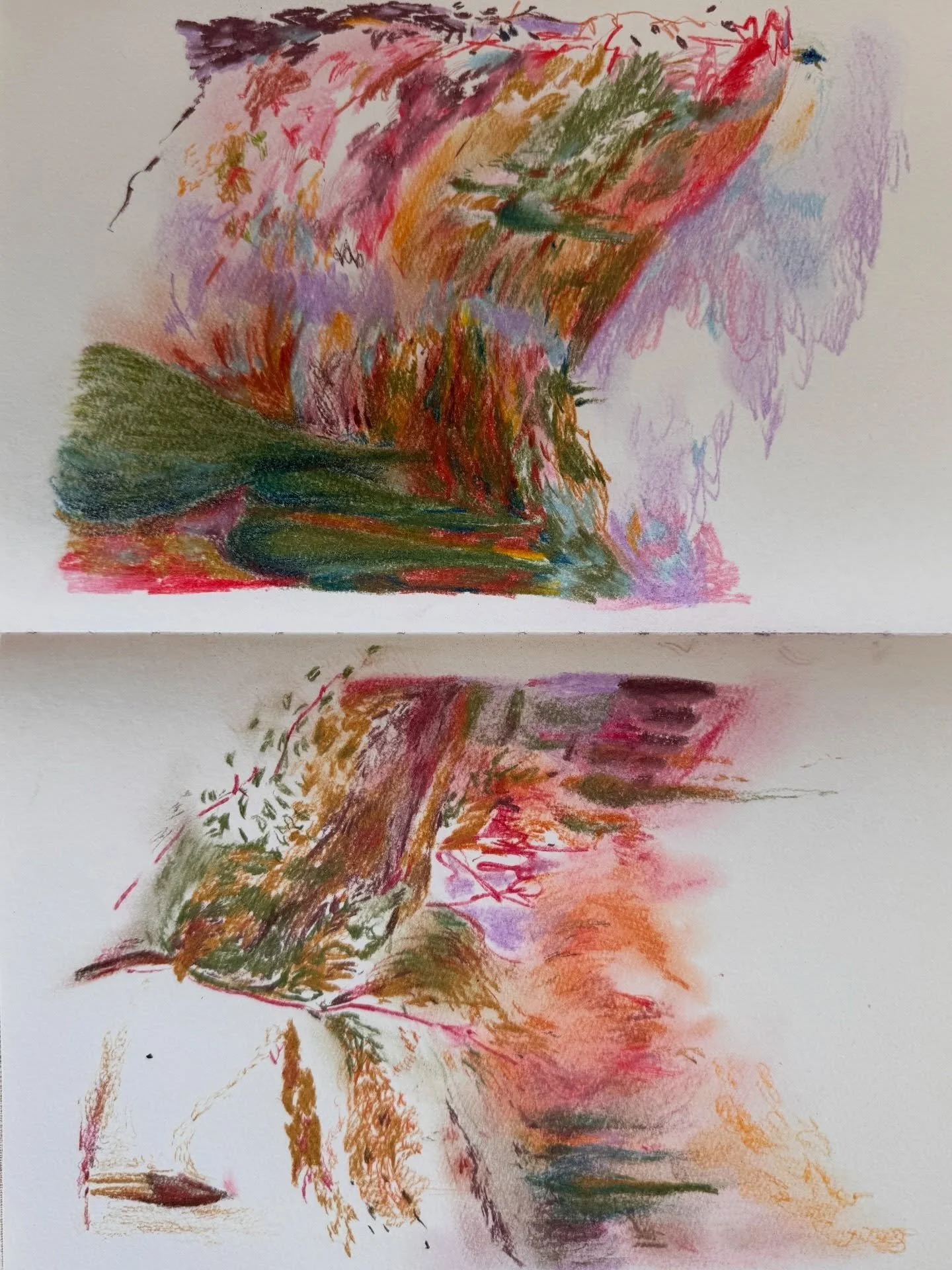 Inspired by the Bologna Colour Palette and trying out a few compositions for a little project I&rsquo;m working on. In this one, two characters who one loved each other meet in different worlds, reaching out to each other across the spread. 

#sketch