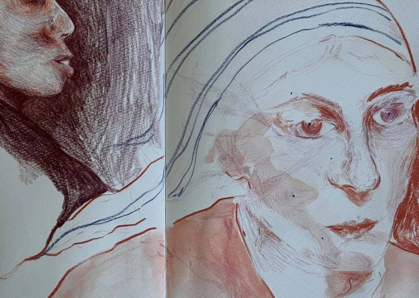 Inspired by @drawingisfree_org, literally had 20 free minutes before work this morning to sketch something with looseness and feeling, I&rsquo;m also trying to fill in the In between pages of a sketchbook my mum bought me for Christmas 12 years ago -