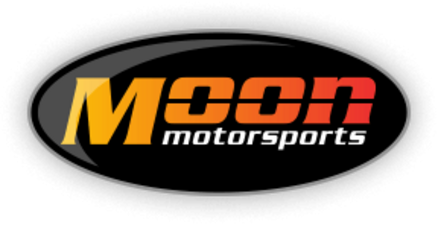 Moore Motorsports logo with black background and yellow, orange, and red text