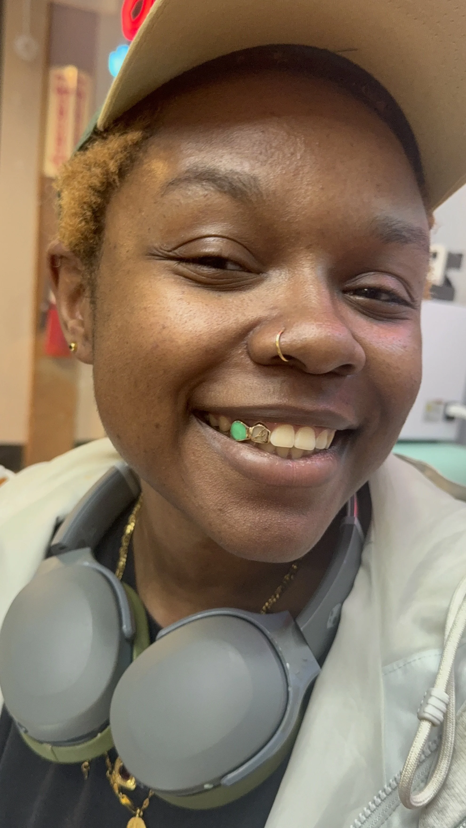 golg grillz with "A" cut out and jade enamel chicago