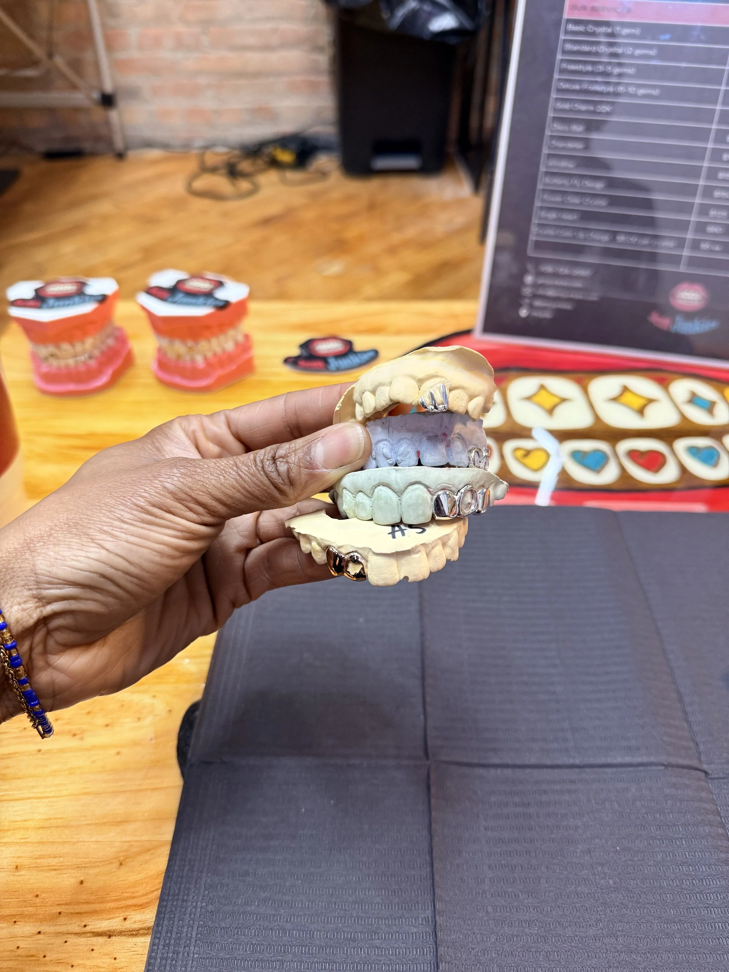 A group of custom grillz in Chicago at Lacuna Lofts