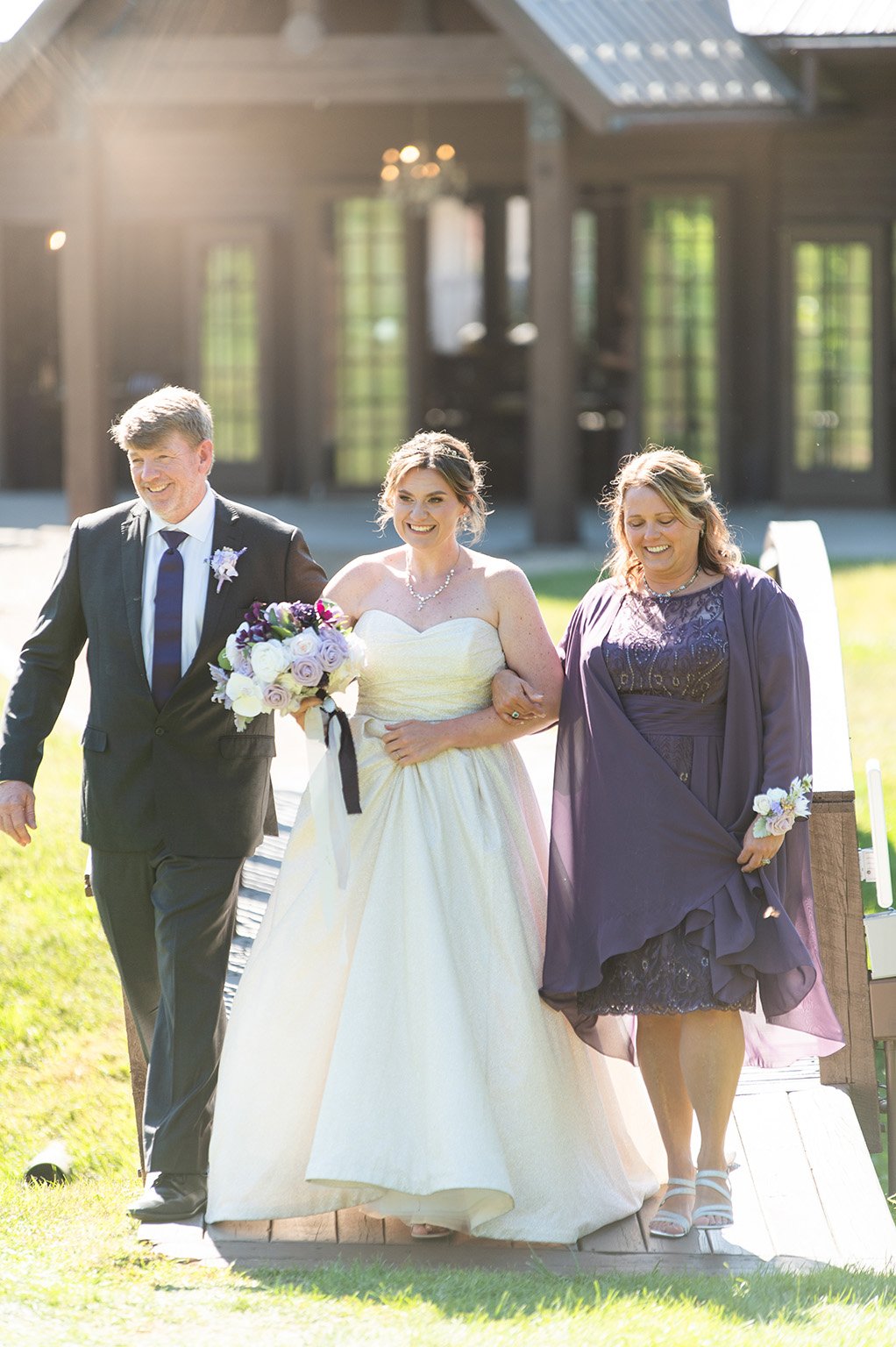 Bride walking down the aisle at the Hope Glen Farm in Cottage Grove, Minnesota.
