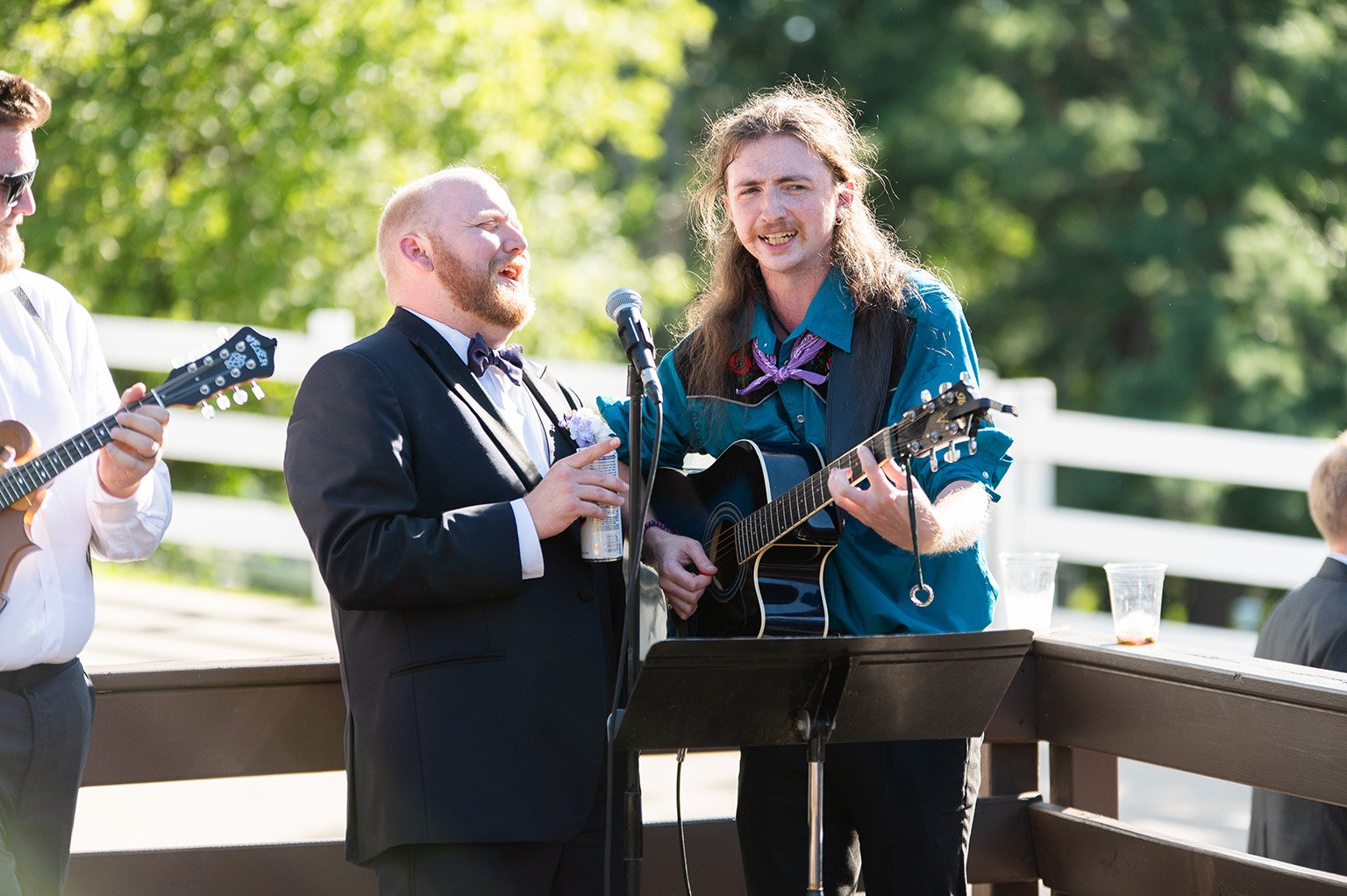 Musical entertainment during wedding reception.