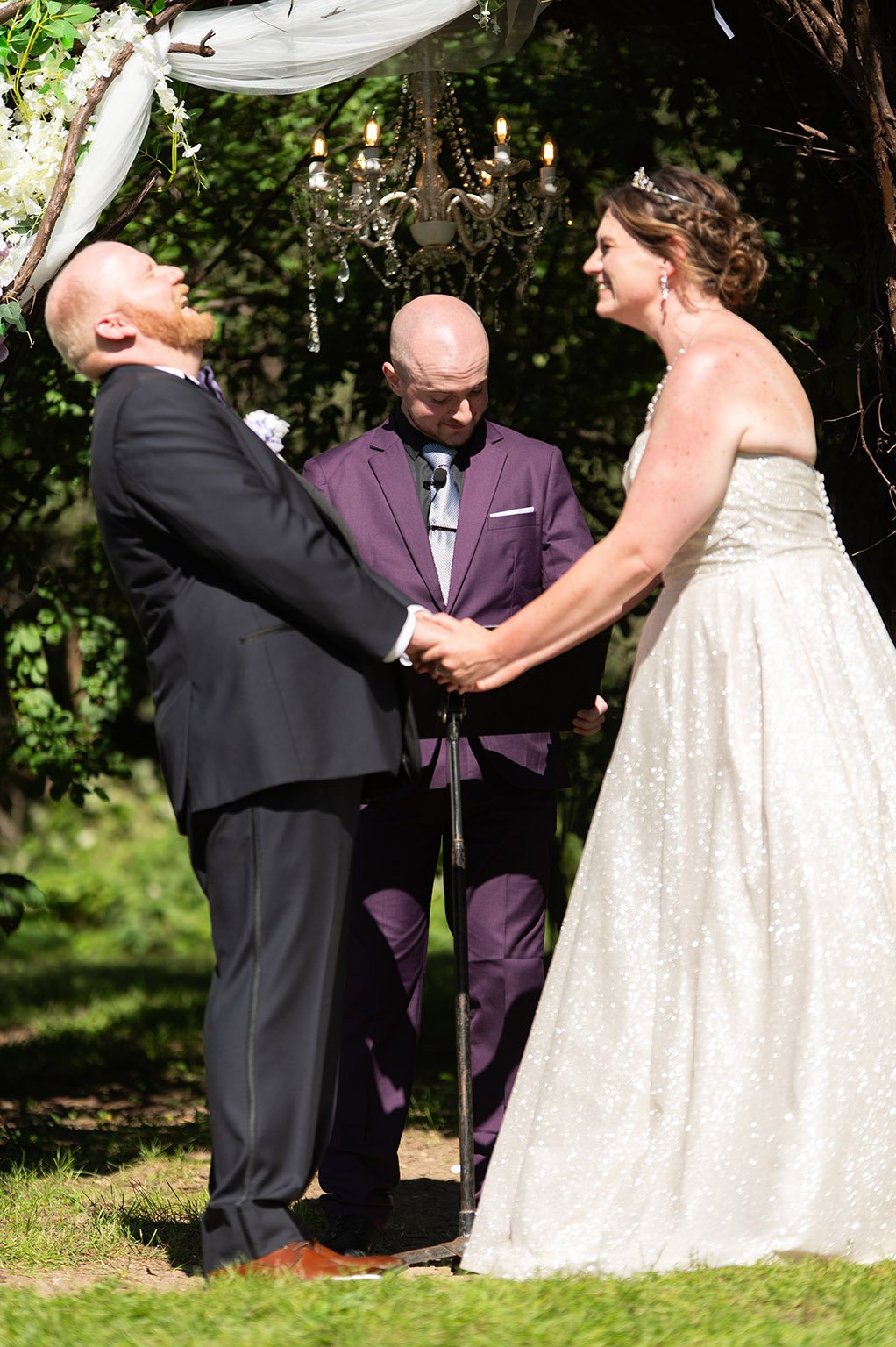 Bride and groom at ceremony at the Hope Glen Farm in Cottage Grove, Minnesota.