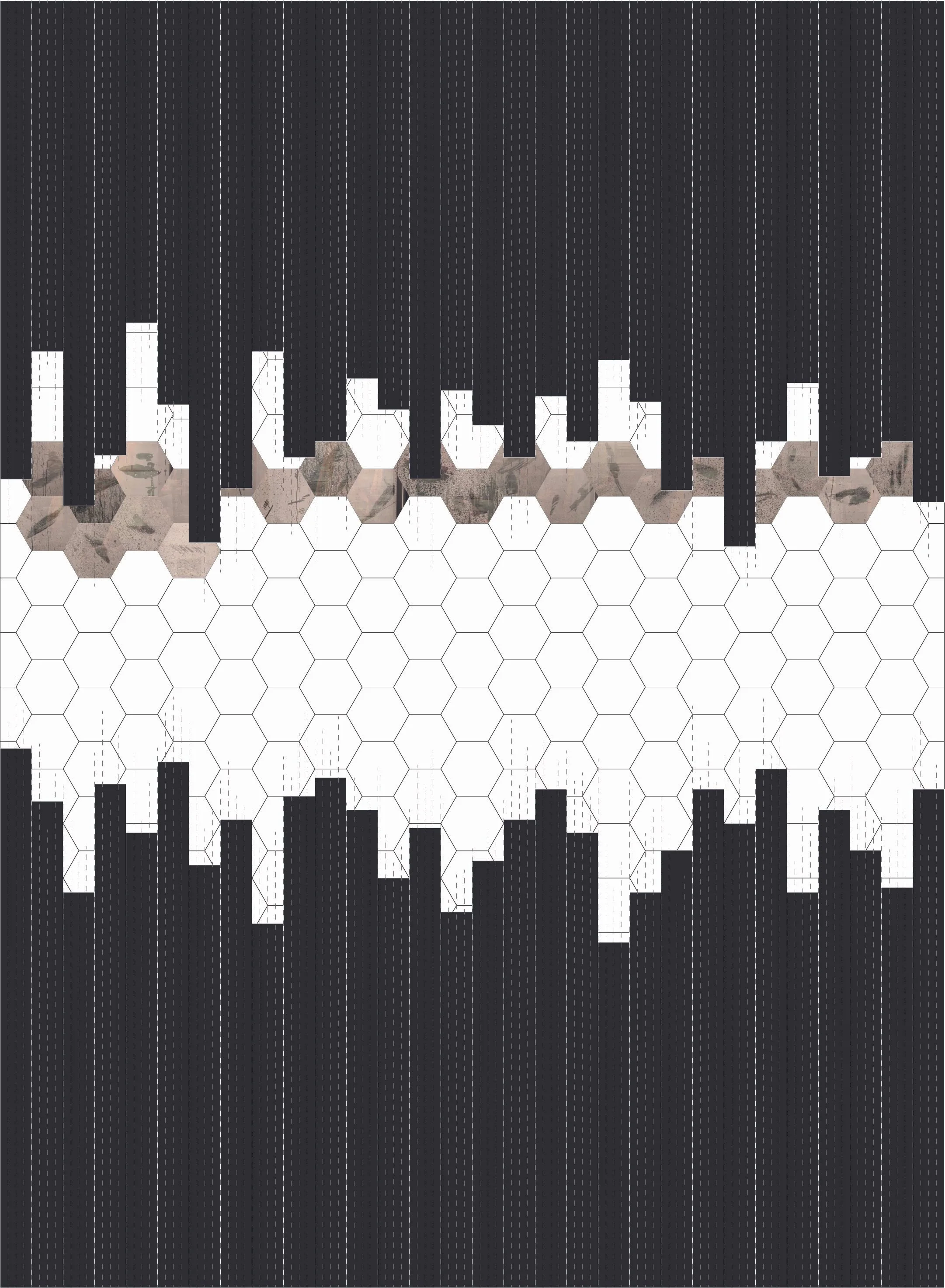 Initial quilt block sketch with early collected images in situe. 