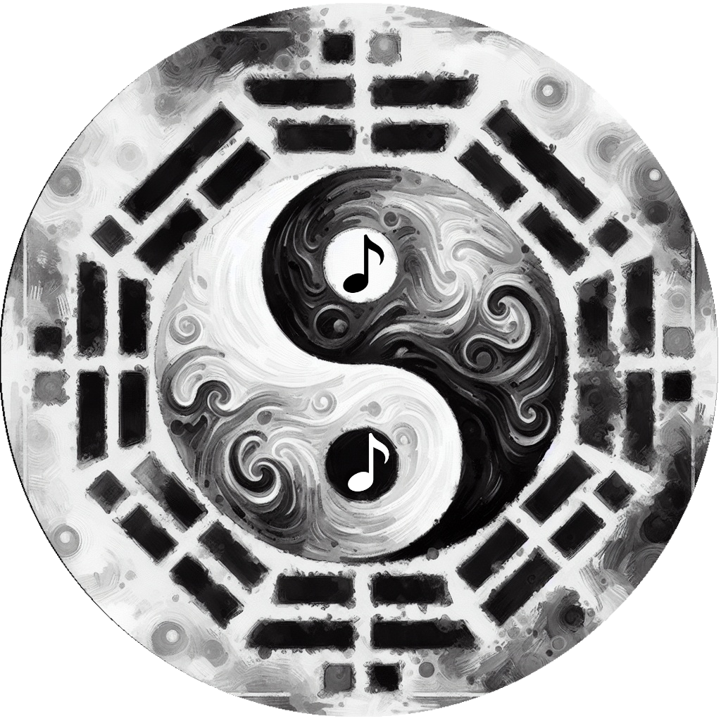 Feng Shui Bagua Music symbols combined to represent the flow of energy through an environment.