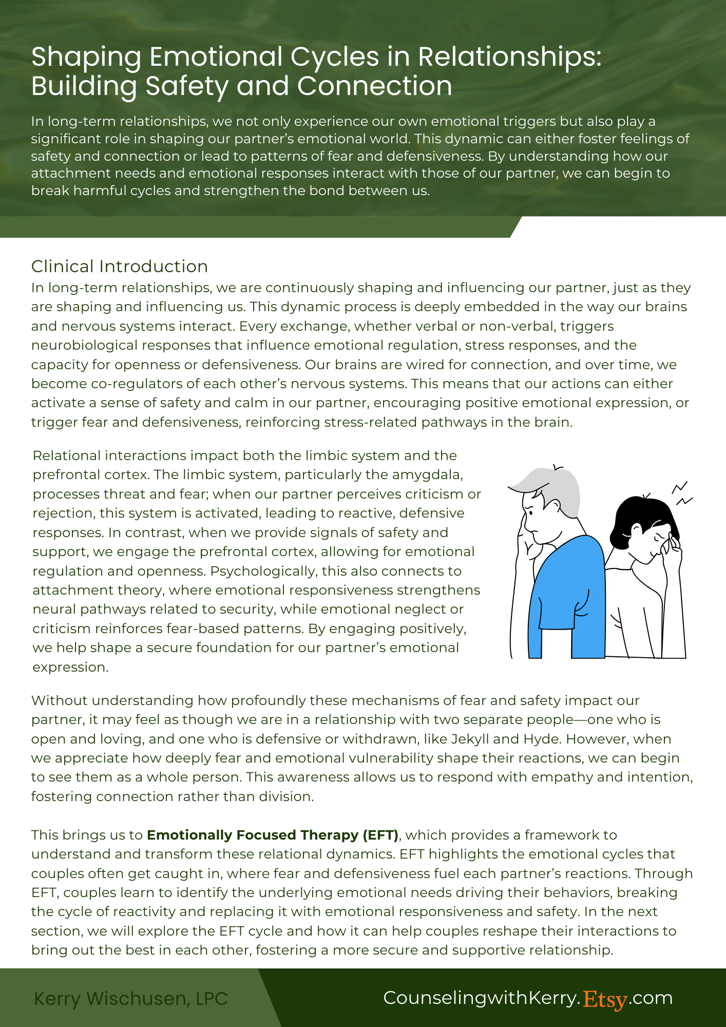 Illustration of a man and woman in distress, holding their heads and expressing concern.