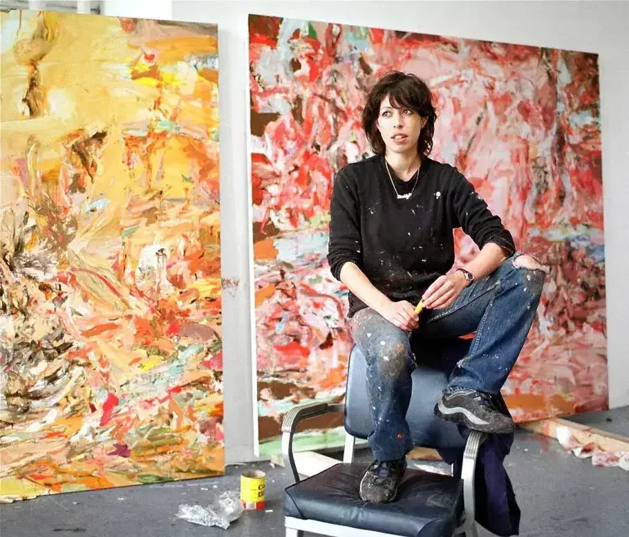 Cecily Brown en su estudio, 2001, Fotografiada por Dave Howells para la Galería Gagosian.