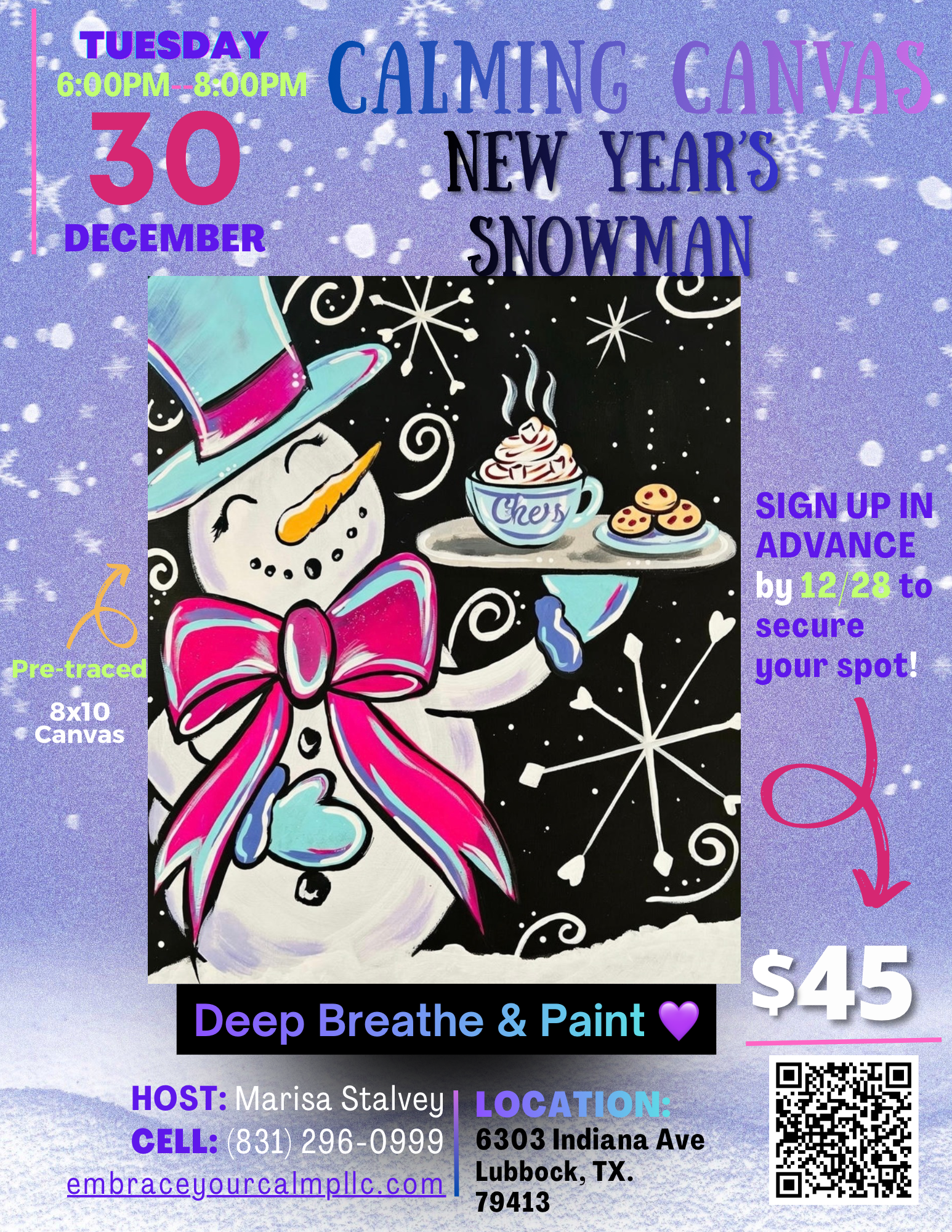Calming Canvas: New Year's Snowman