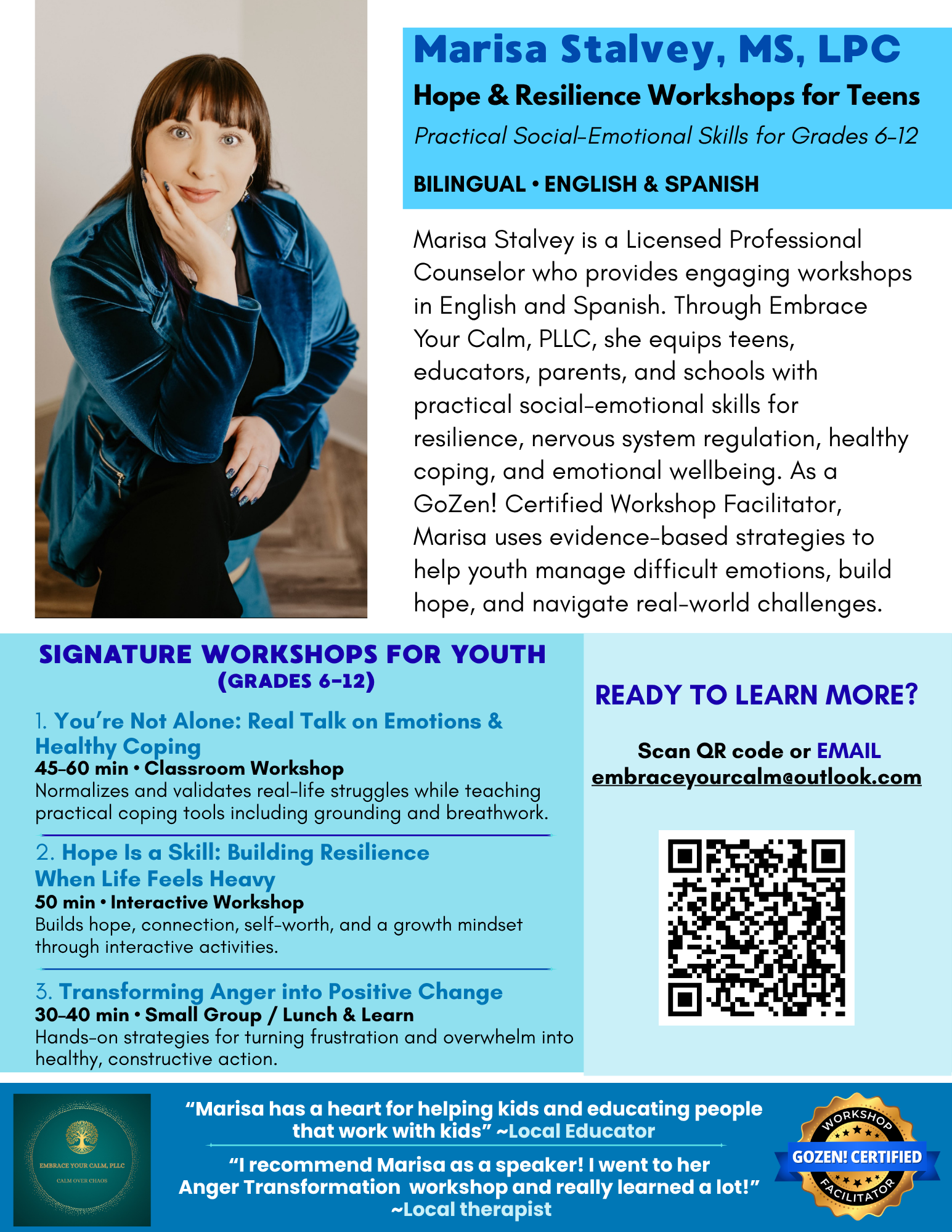 Book Marisa for Your School or Youth Group