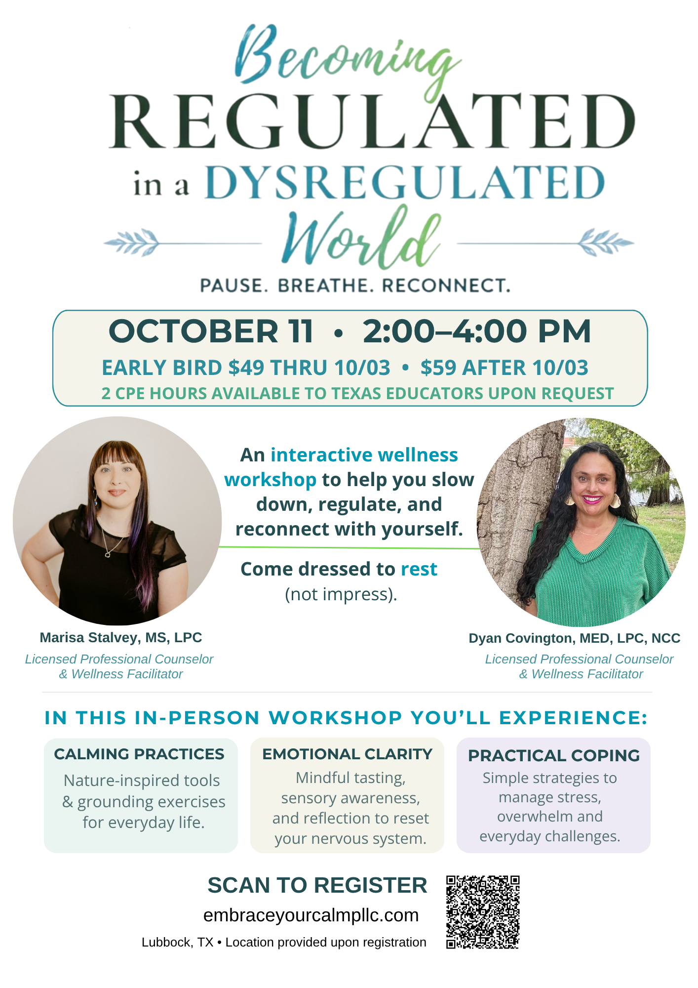 Becoming Regulated in a Dysregulated World | 2-Hour Wellness + CPE Workshop (16+)