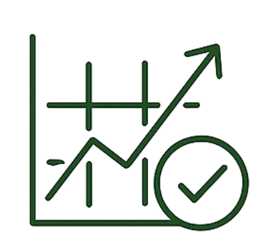 Graph with upward trend and checkmark
