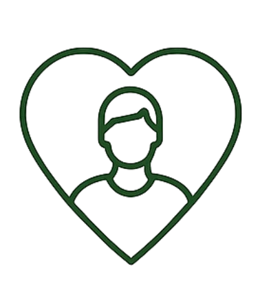 Outline of a person inside a heart shape on a black background