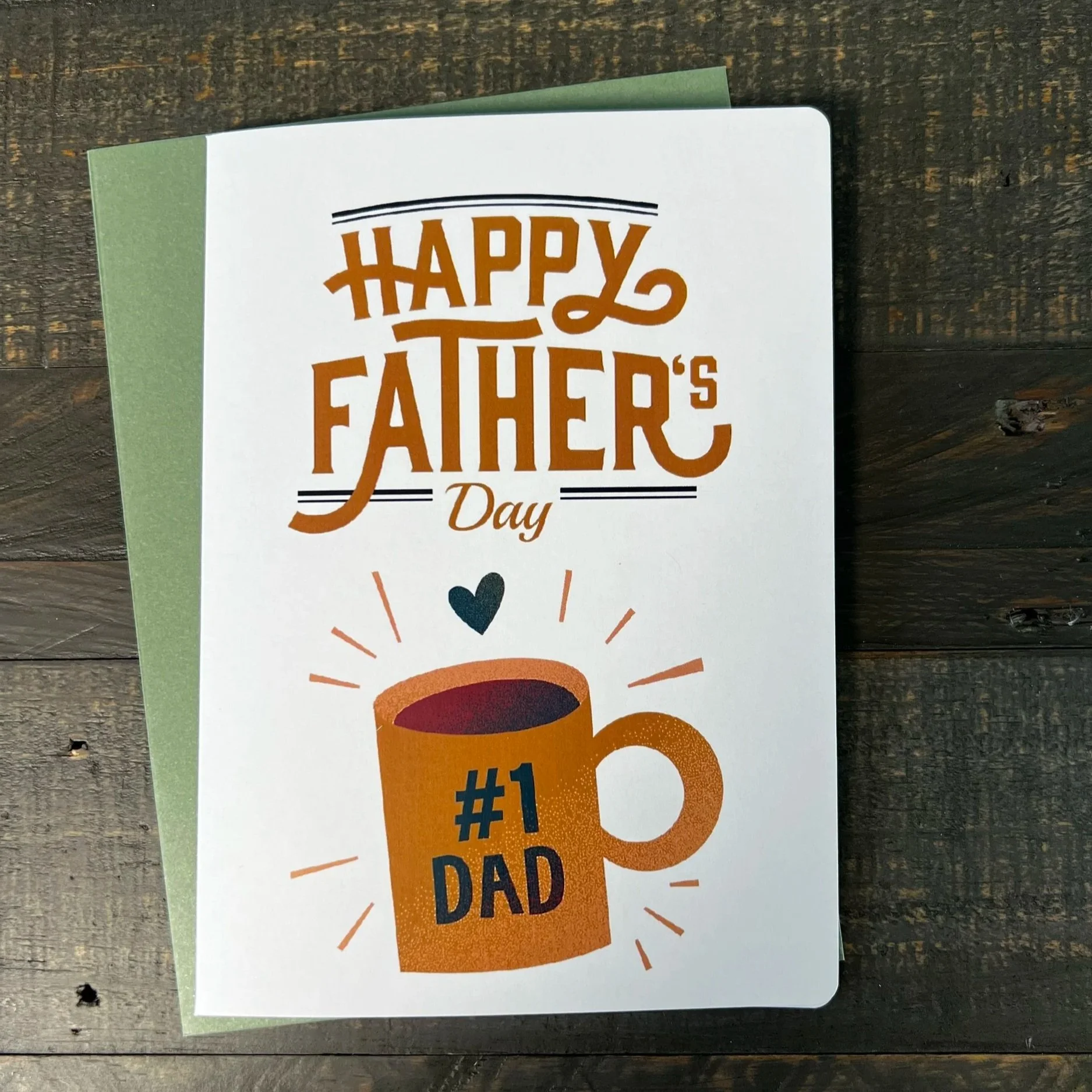 Coffee-themed Father’s Day card with retro coffee mug design and warm typography