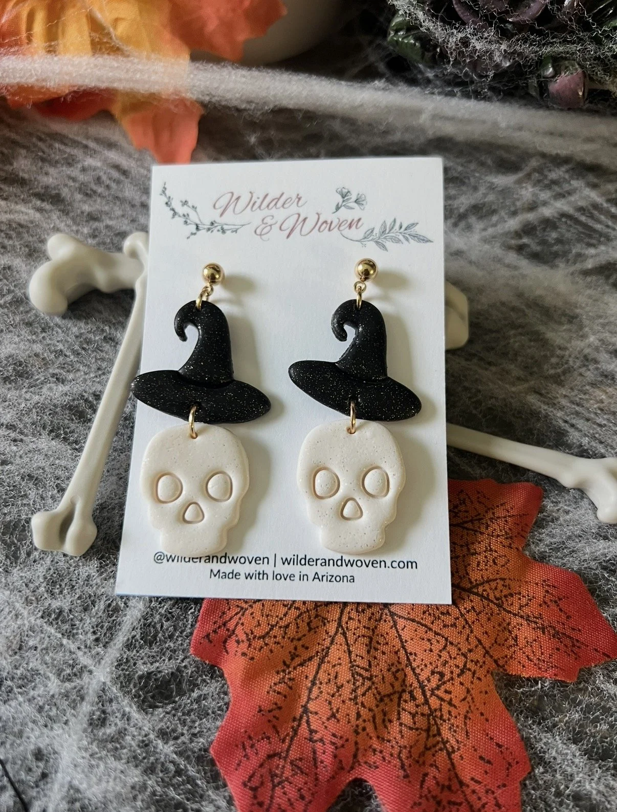 Witch Hat & Skull Dangles