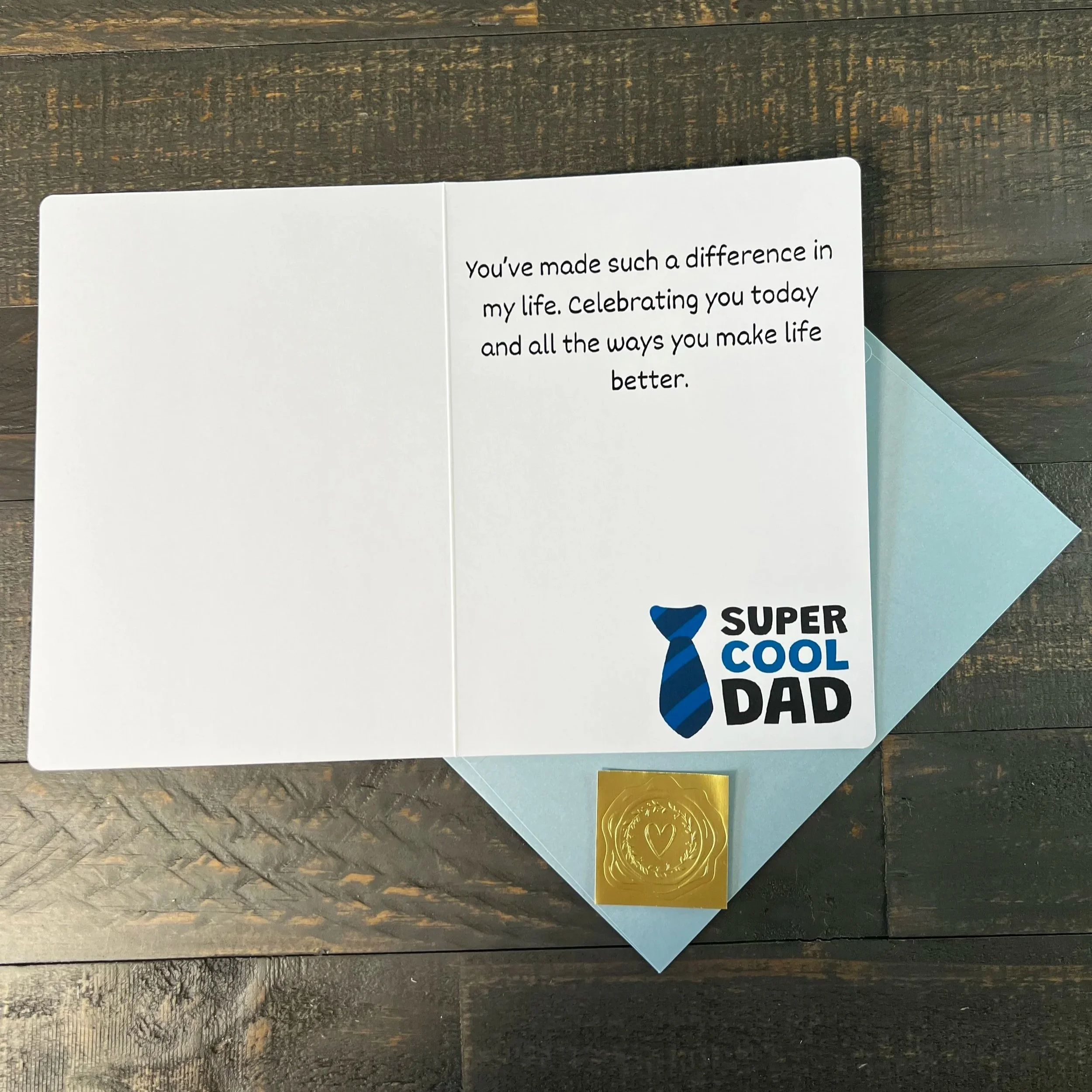Inside message of Father’s Day card reading “You’ve made such a difference in my life…”