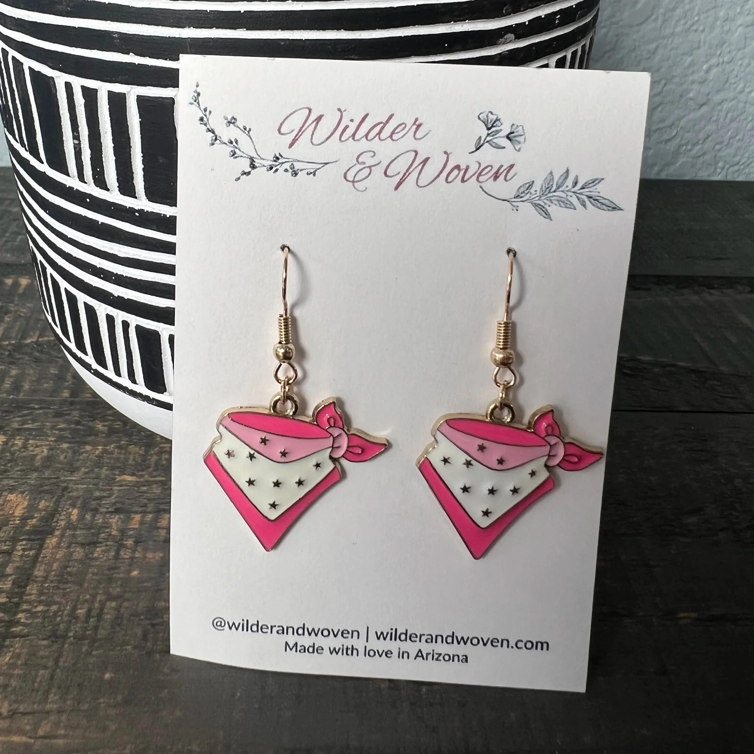 Pink Bandana Charm Earrings