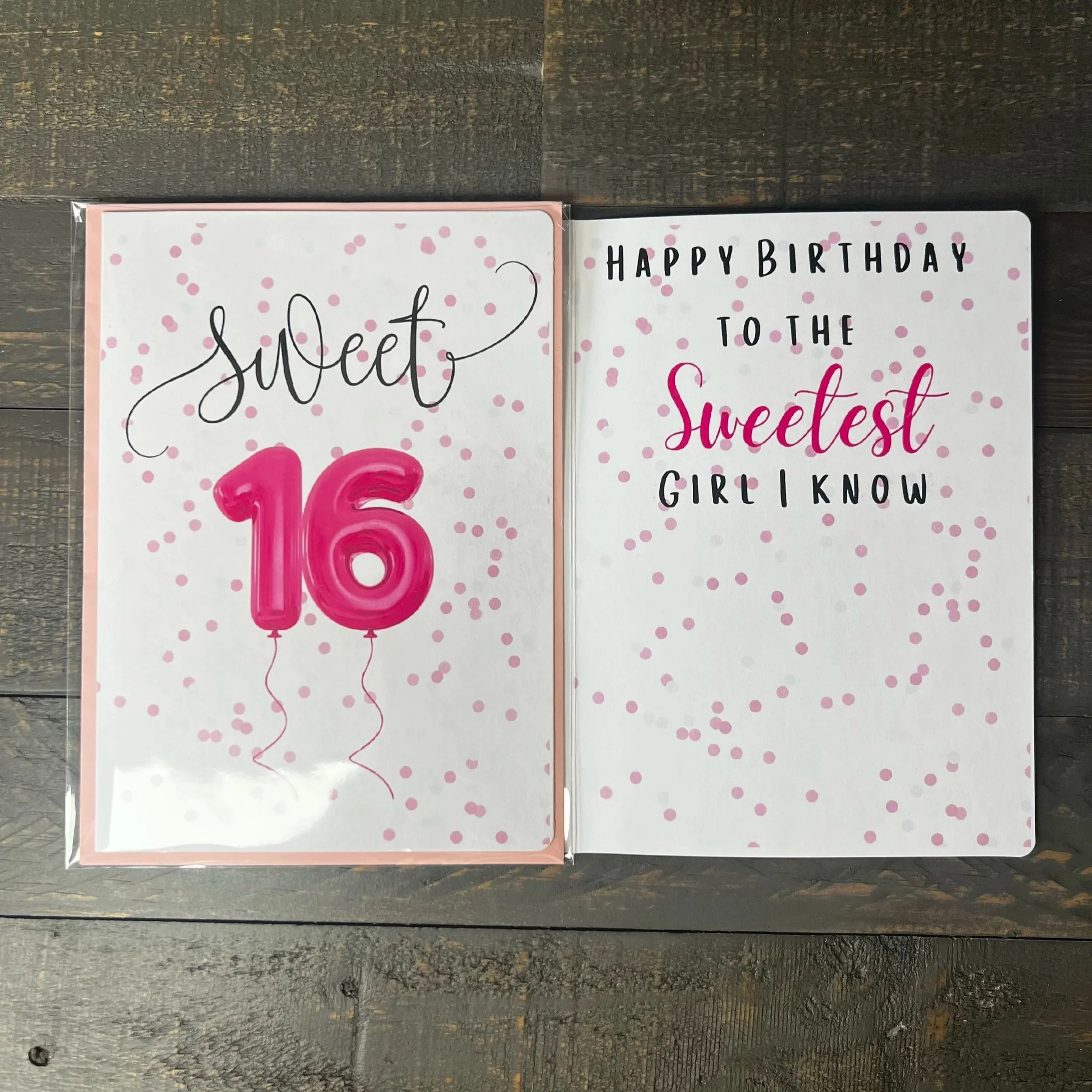 Front and inside of Sweetest Girl Birthday Card showing the birthday message.