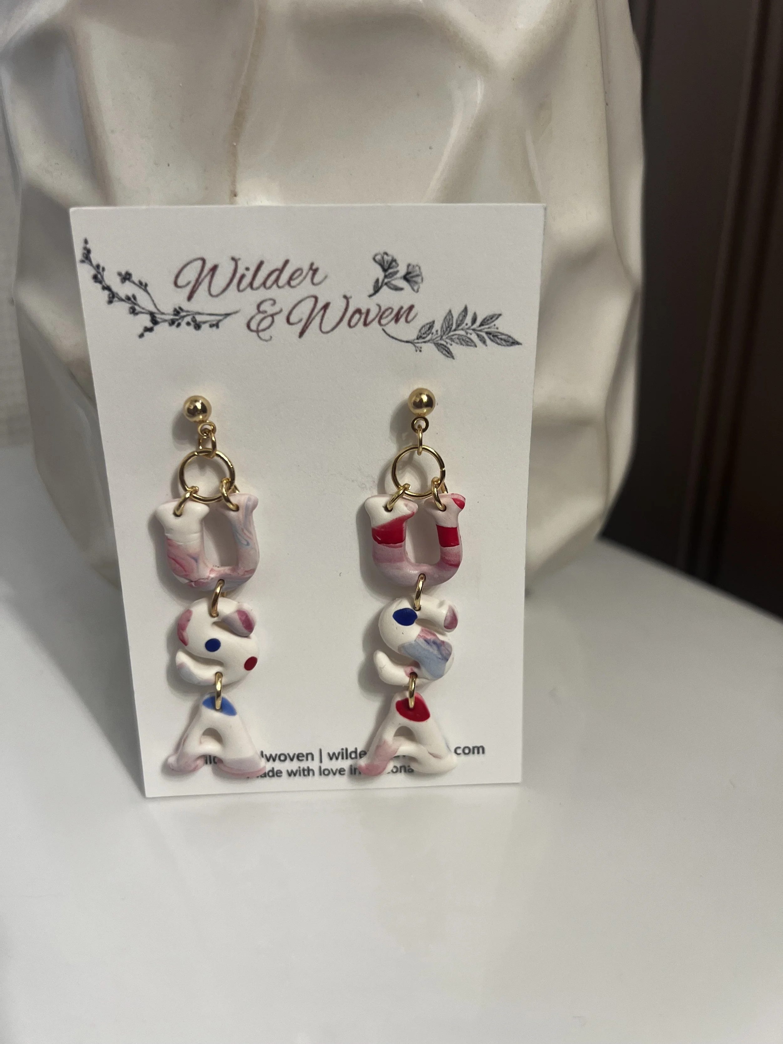 Liberty Pattern USA Letter Dangles