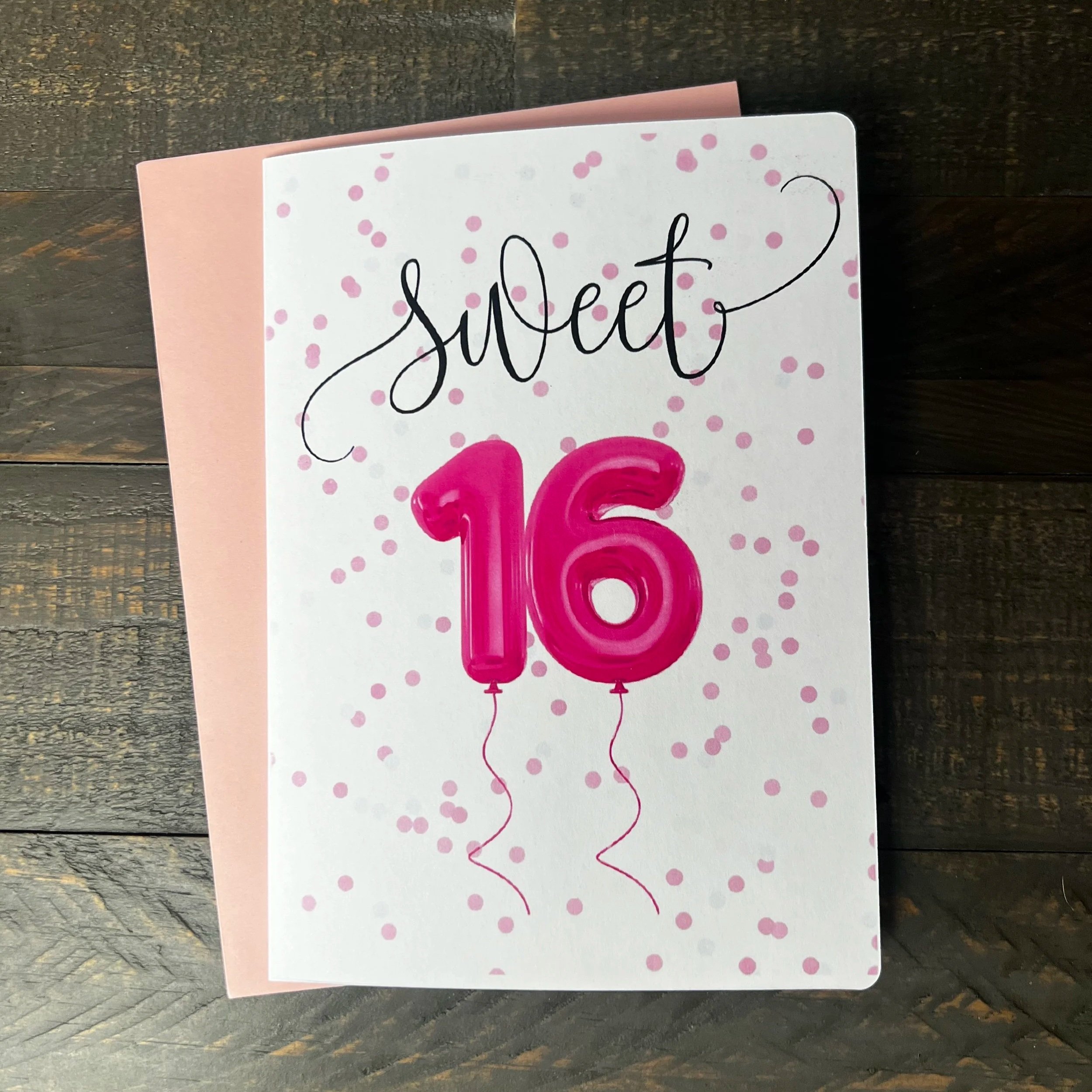 Front of Sweetest Girl Birthday Card with coordinating pink envelope.