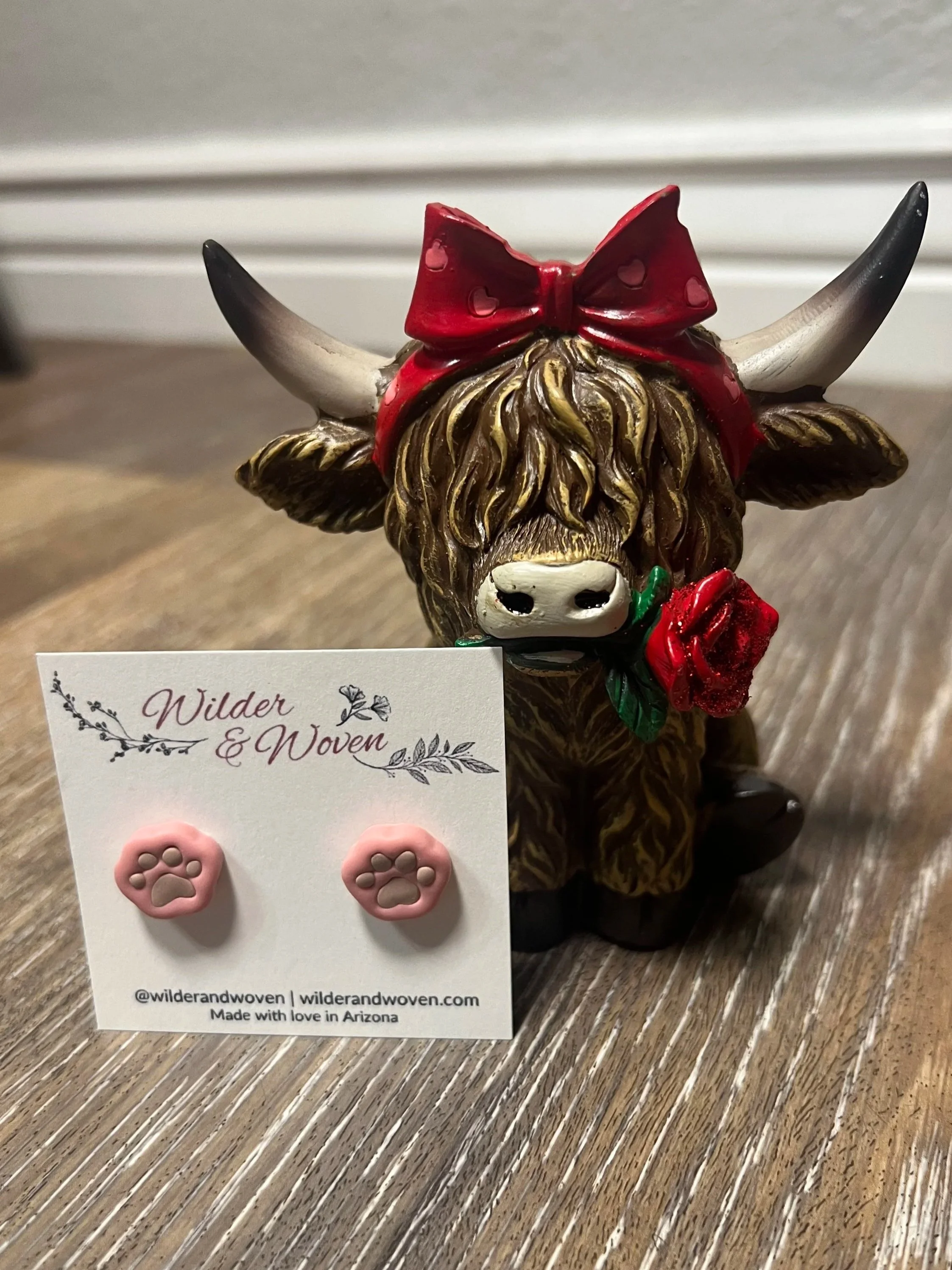 Blush Paw Print Studs