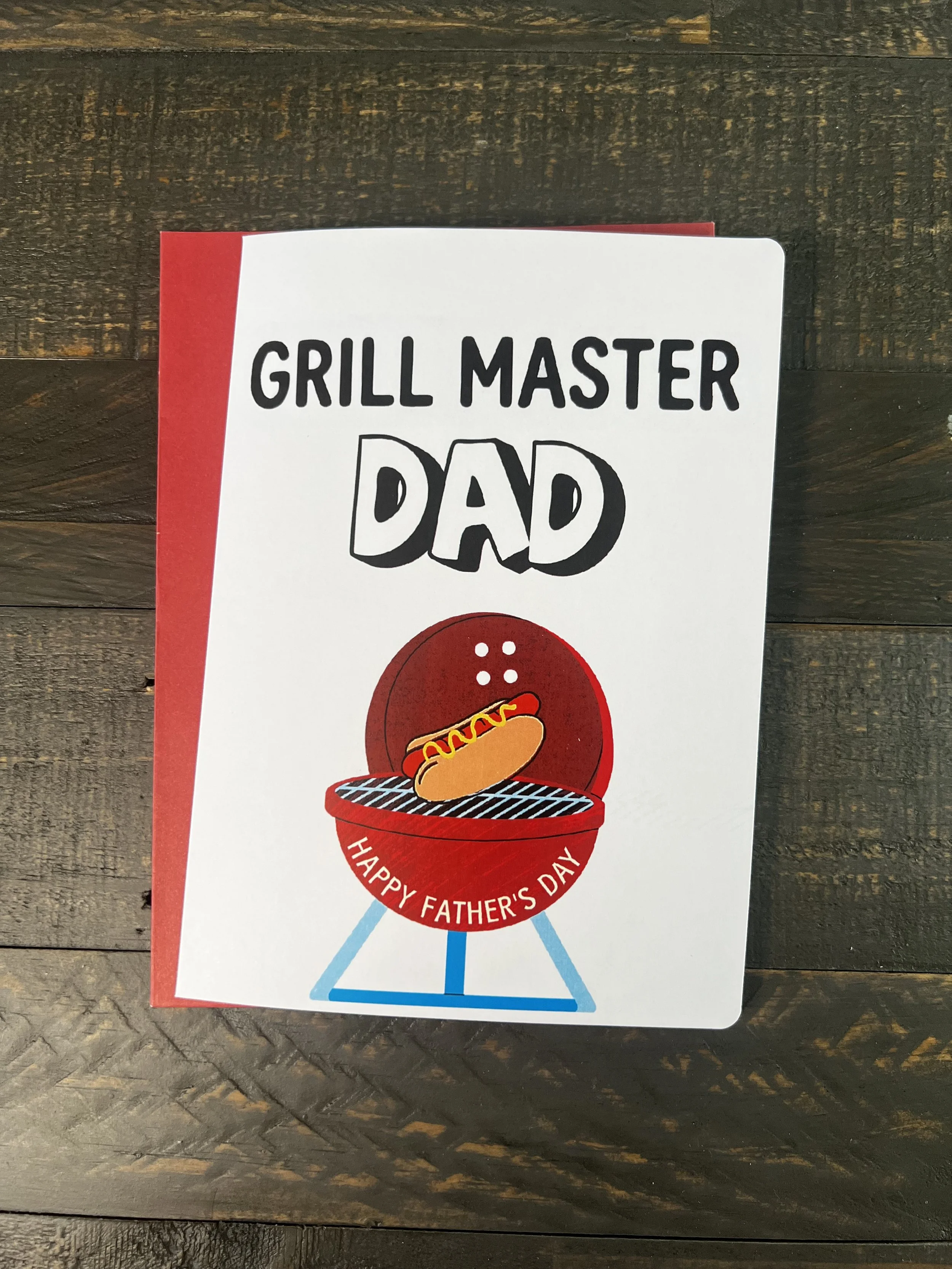 Grill-themed Father’s Day card with barbecue grill illustration and bold typography