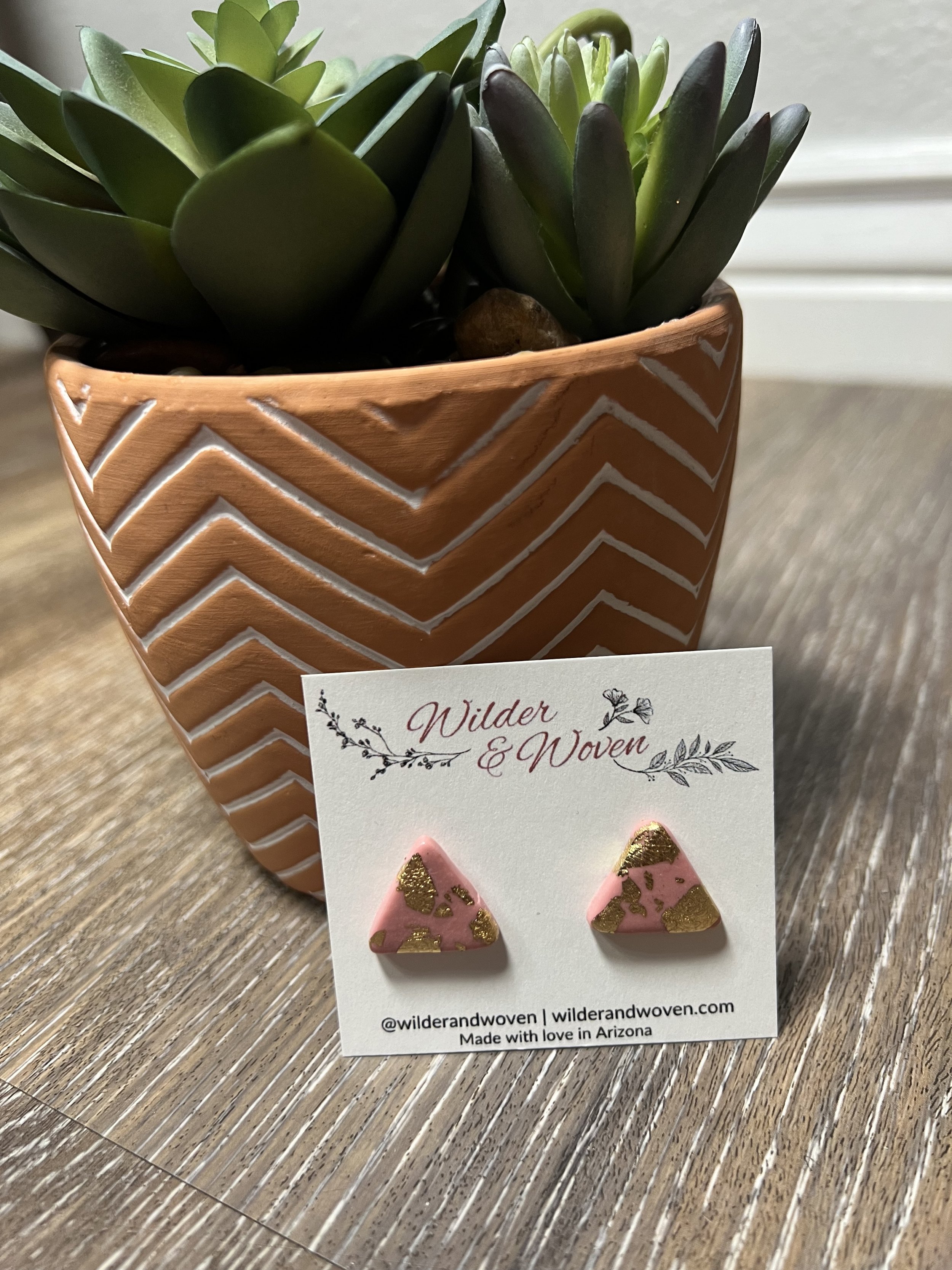 Gilded Blush Triangle Studs