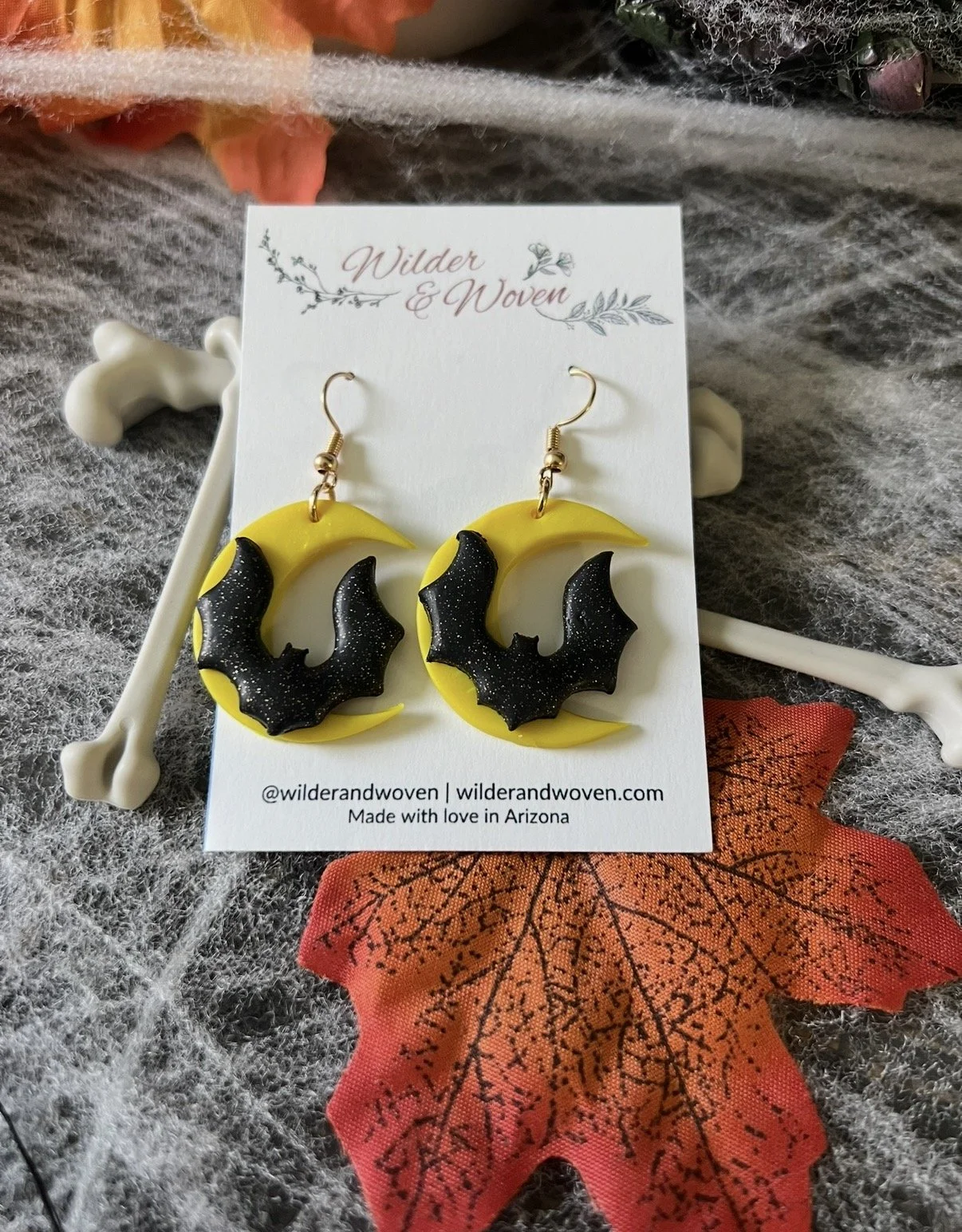 Crescent Moon Bat Dangles