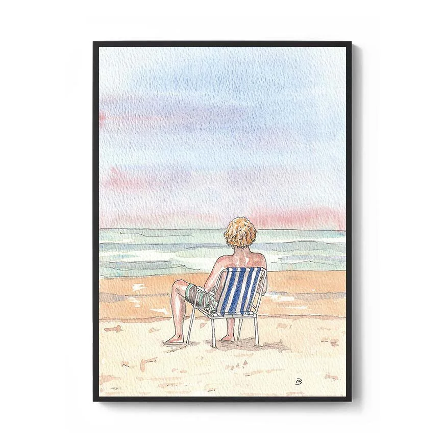 Serene Sunset Reflection Watercolor Print