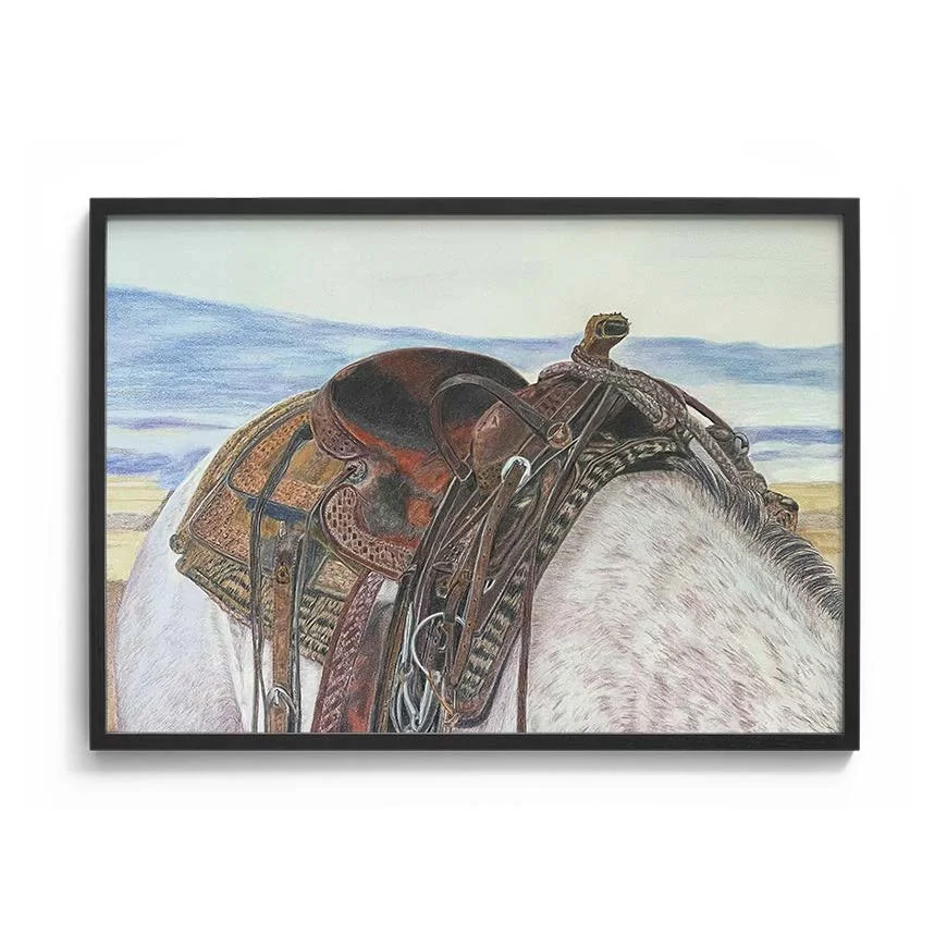 Western Saddle A4 Giclee Print