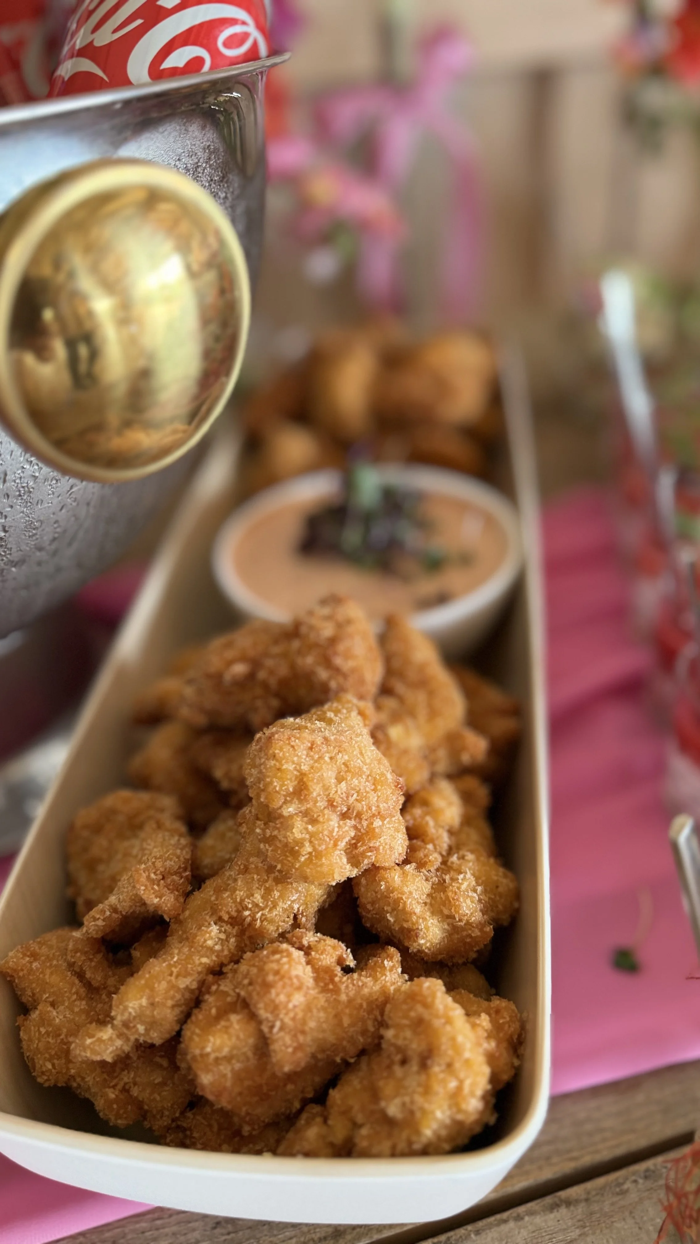 Chicken nuggets with a selection of children's vegetables
