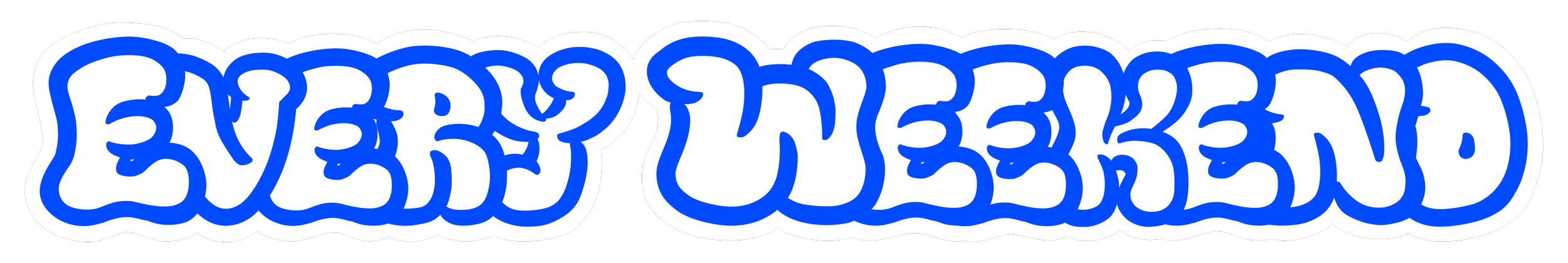 bold stylised text that reads "every weekend"