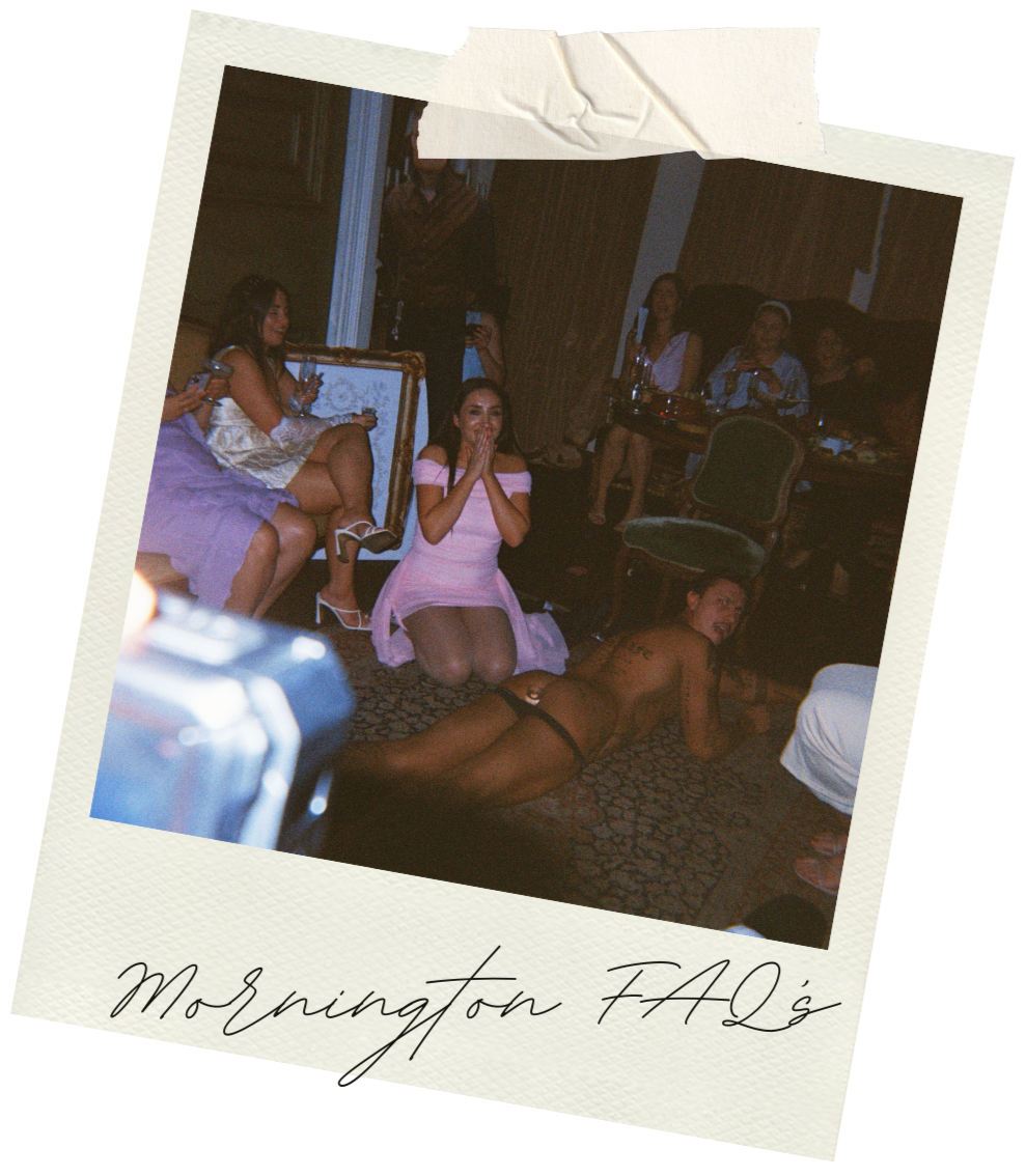 Mornington Peninsula male strippers FAQ section polaroid party photo